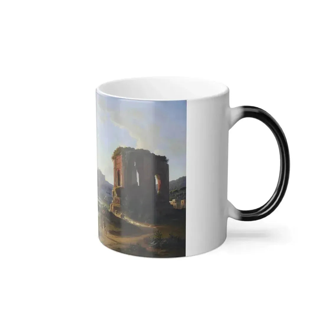 Edmund Hottenroth (1804-1889) View across the Golfo di Pozzuolo with the old harbour and castle - Oil on-0 - Color Changing Mug 11oz - Go Mug Yourself