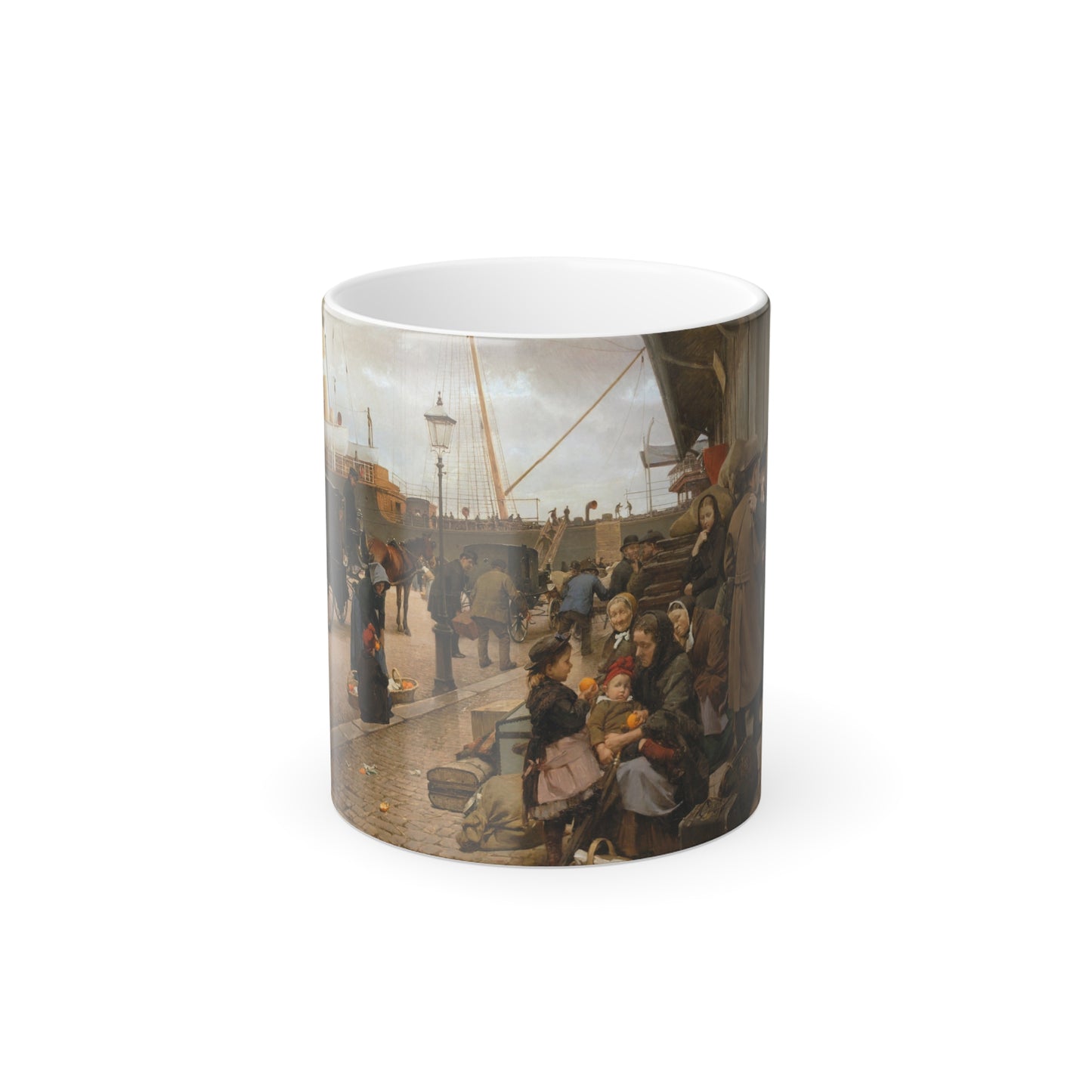 Edvard Petersen (1841-1911) Emigrants on Larsens Plads - Oil on canvas 1890 - Color Changing Mug 11oz-11oz-Go Mug Yourself
