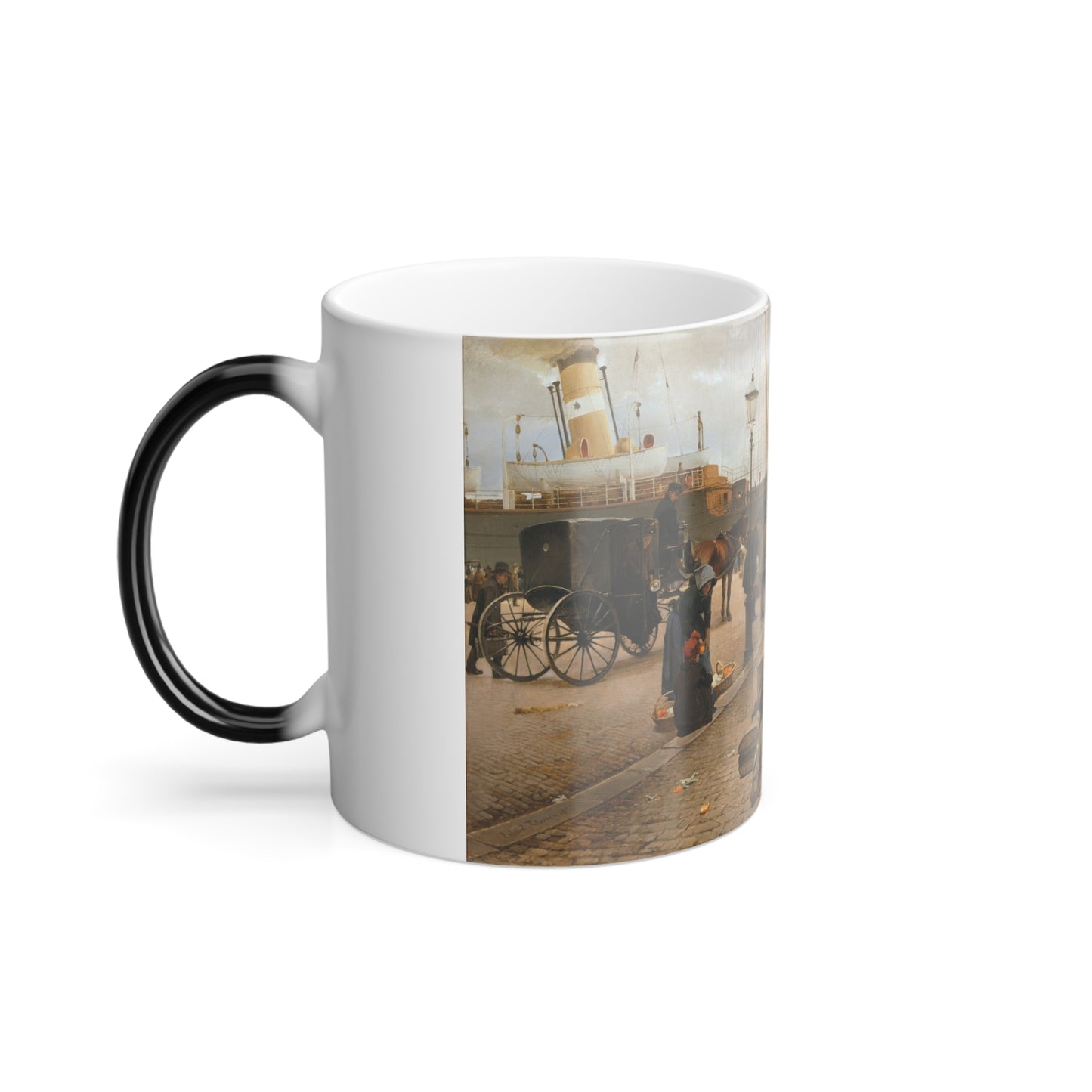 Edvard Petersen (1841-1911) Emigrants on Larsens Plads - Oil on canvas 1890 - Color Changing Mug 11oz-Go Mug Yourself