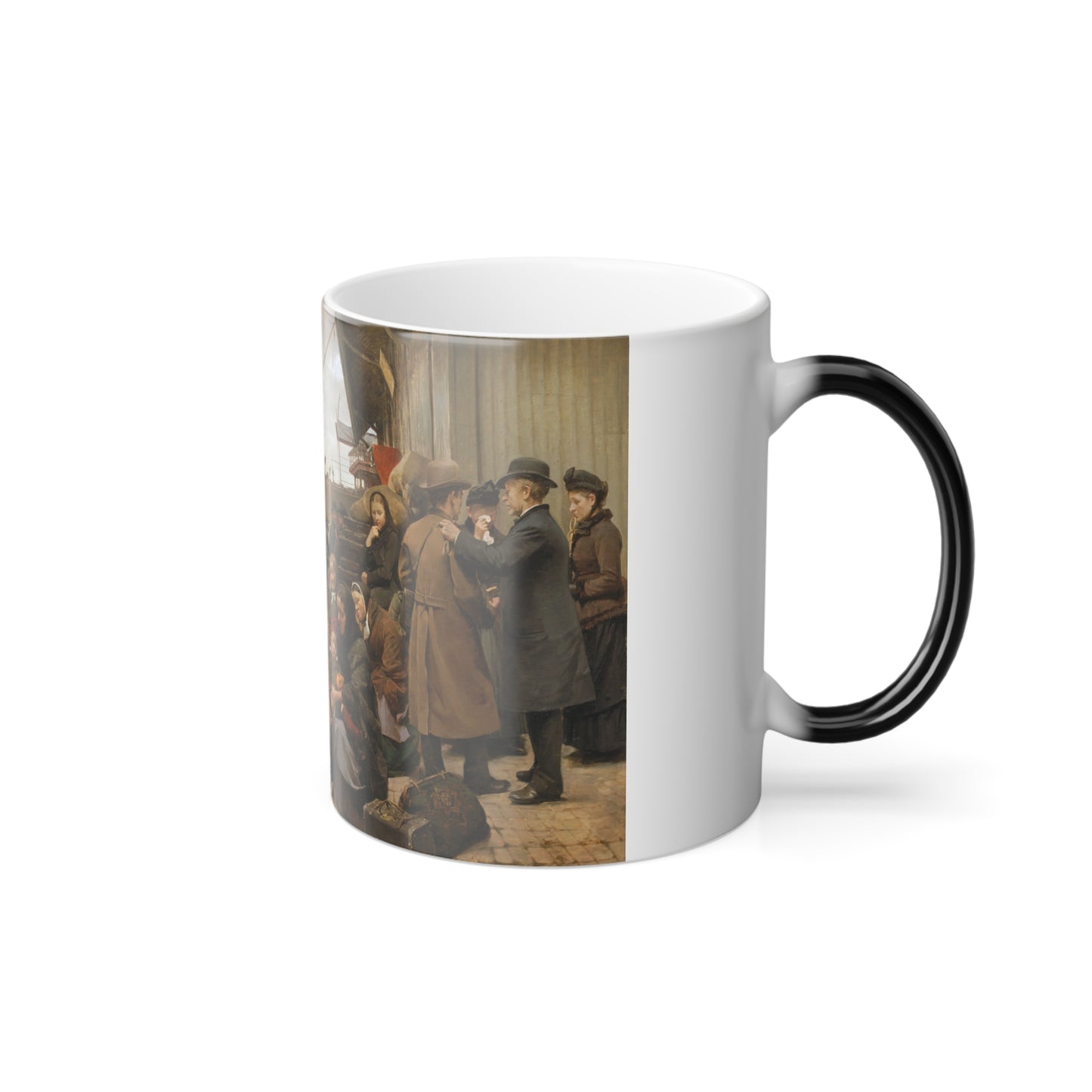 Edvard Petersen (1841-1911) Emigrants on Larsens Plads - Oil on canvas 1890 - Color Changing Mug 11oz-Go Mug Yourself