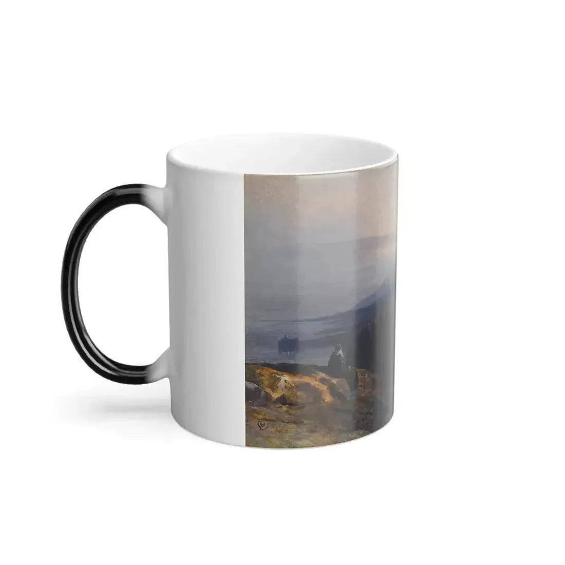 Edward Lear (1812-1888) A View Of Mount Athos And The Pantokrator Monastery, Greece - oil on canvas - Color Changing Mug 11oz - Go Mug Yourself