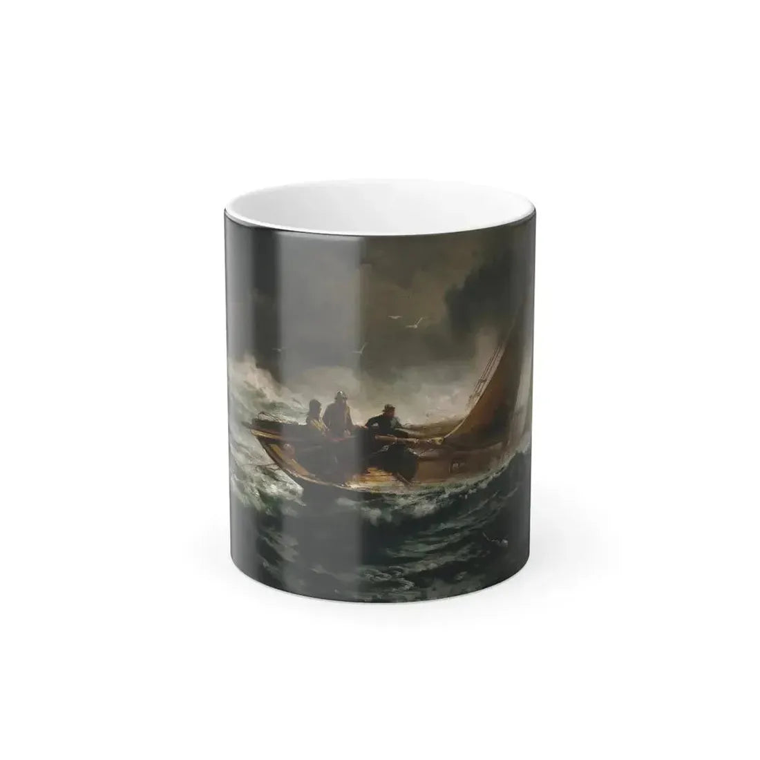 Edward Moran (1829-1901) Riding out a Gale - c1889 - Color Changing Mug 11oz 11oz - Go Mug Yourself