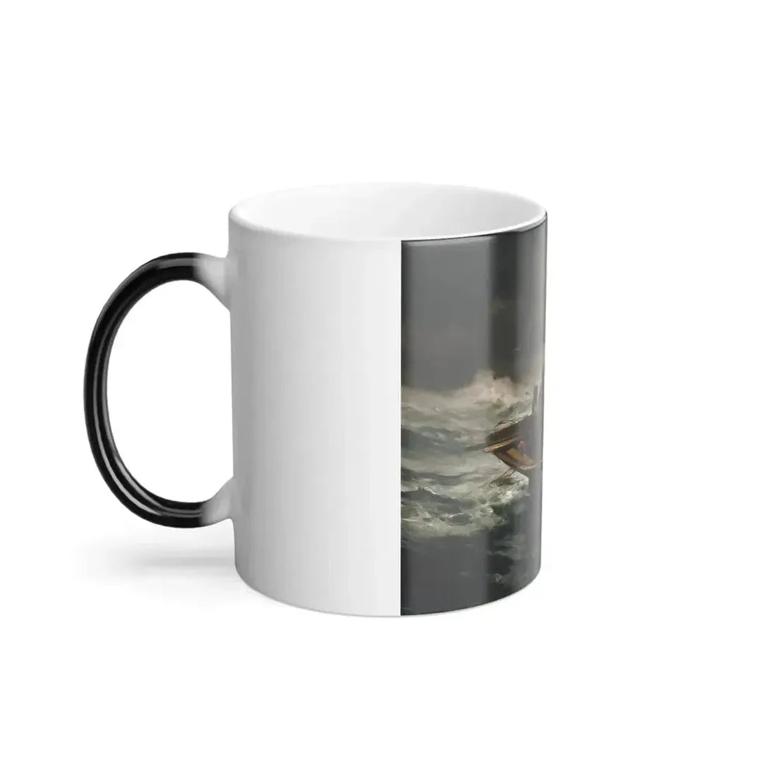 Edward Moran (1829-1901) Riding out a Gale - c1889 - Color Changing Mug 11oz - Go Mug Yourself