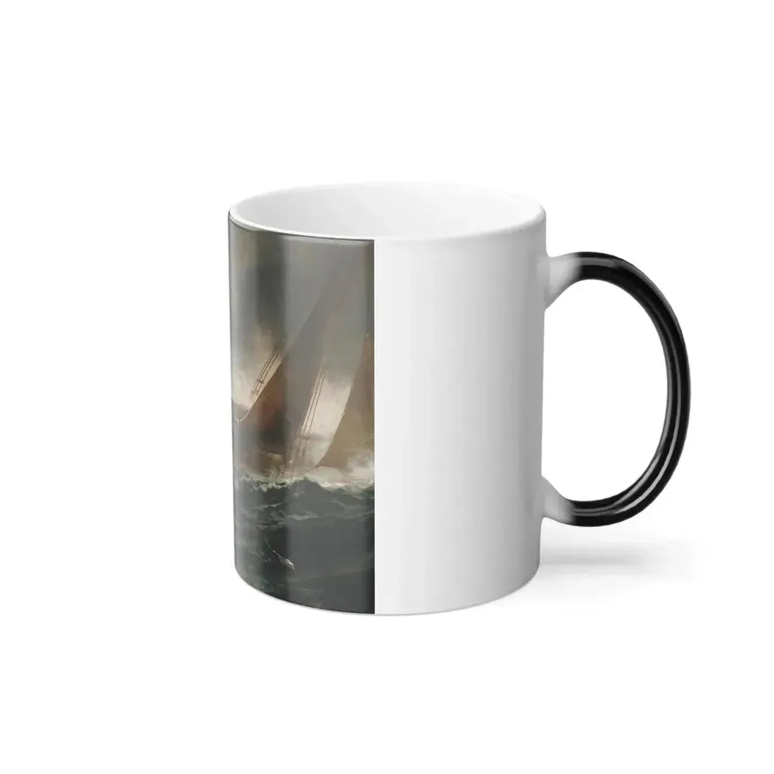 Edward Moran (1829-1901) Riding out a Gale - c1889 - Color Changing Mug 11oz - Go Mug Yourself