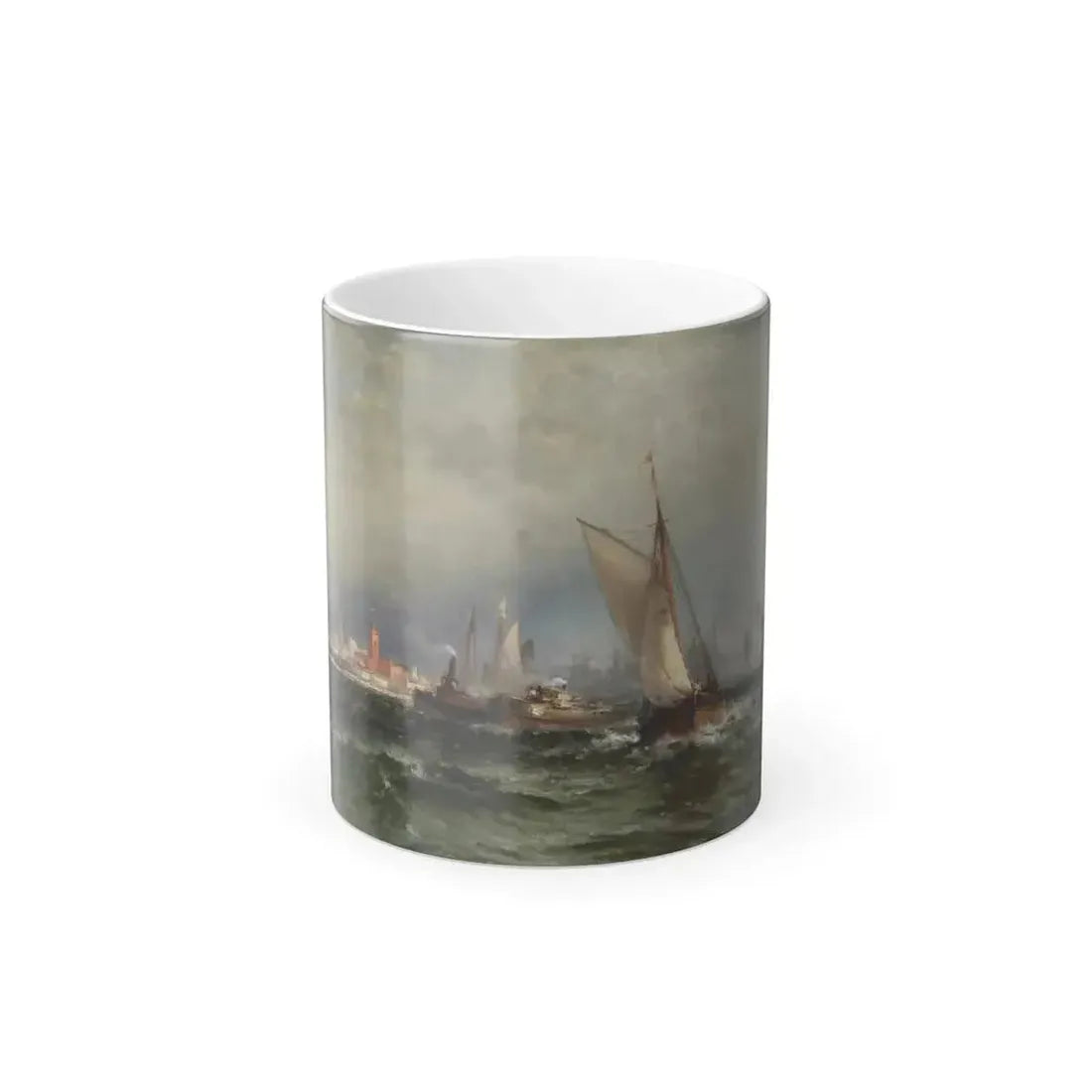 Edward Moran (1829-1901) Steamships and Sailing Boats in New York Harbor - Color Changing Mug 11oz 11oz - Go Mug Yourself