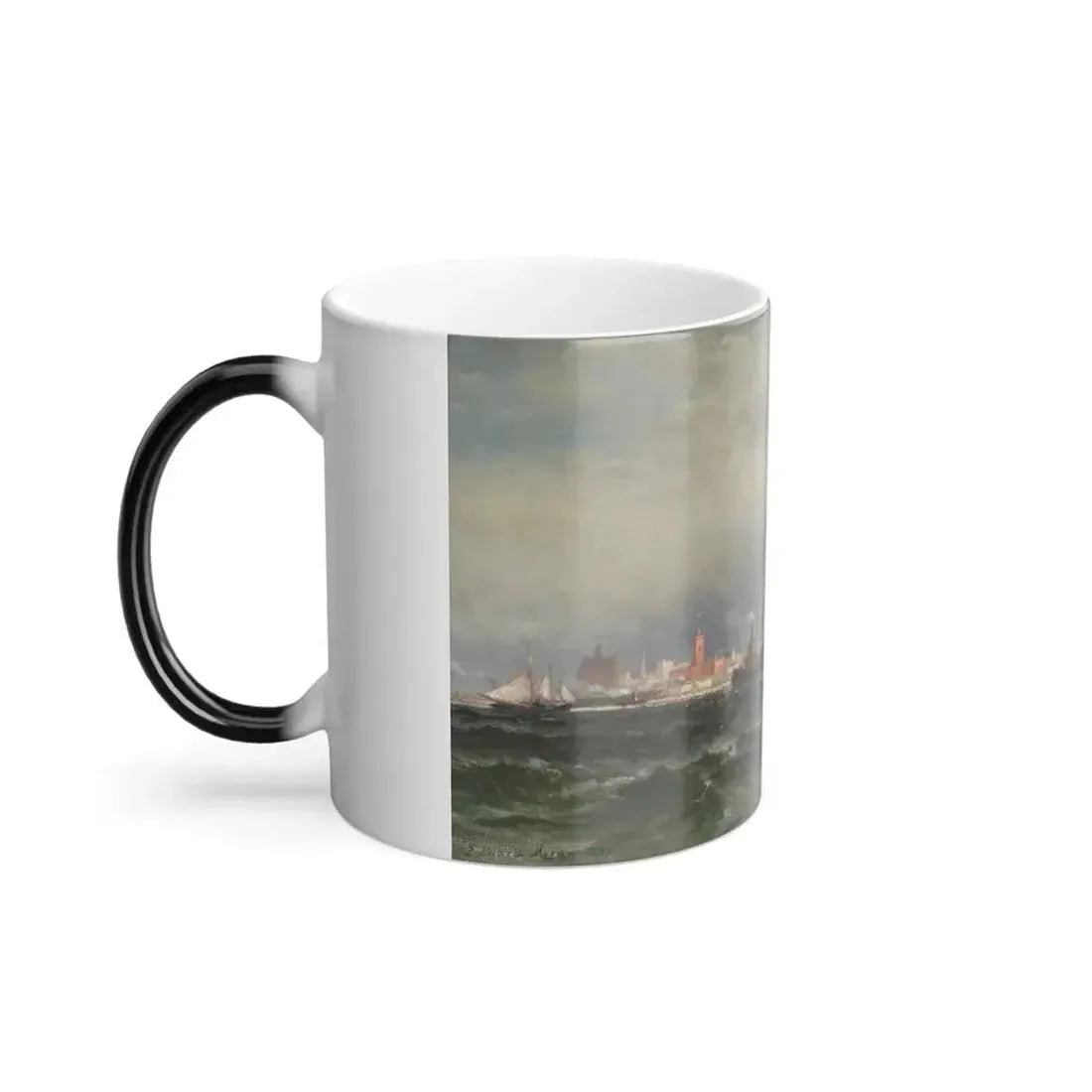 Edward Moran (1829-1901) Steamships and Sailing Boats in New York Harbor - Color Changing Mug 11oz - Go Mug Yourself