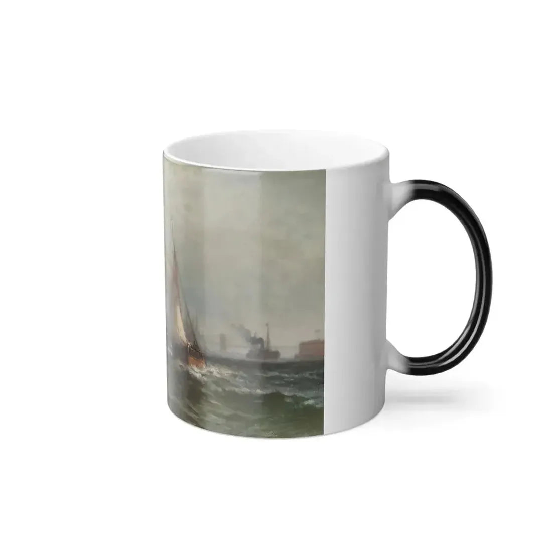 Edward Moran (1829-1901) Steamships and Sailing Boats in New York Harbor - Color Changing Mug 11oz - Go Mug Yourself