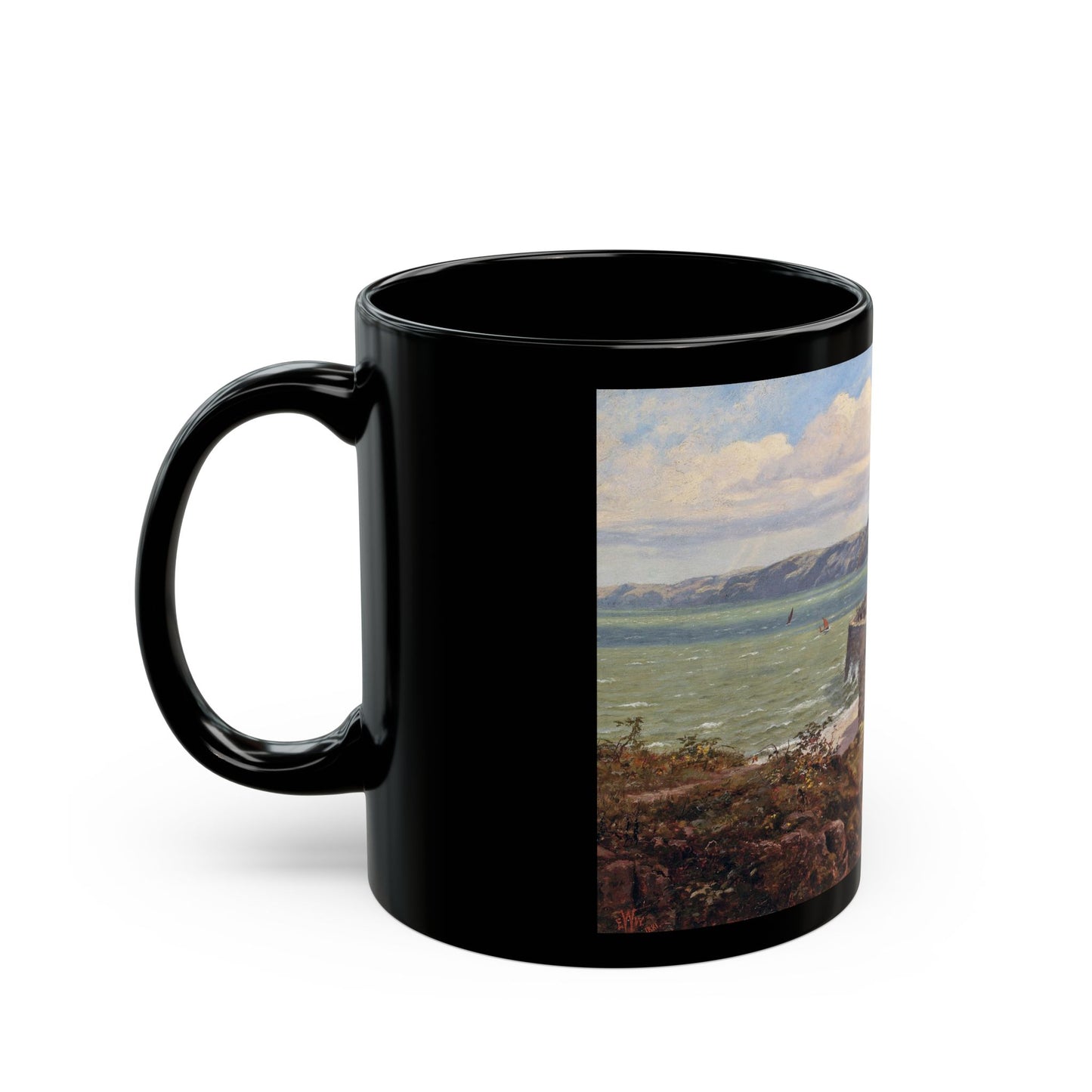 Edward Wilkins Waite (1854-1924) Clovelly - 1881 - Black Coffee Mug-Go Mug Yourself