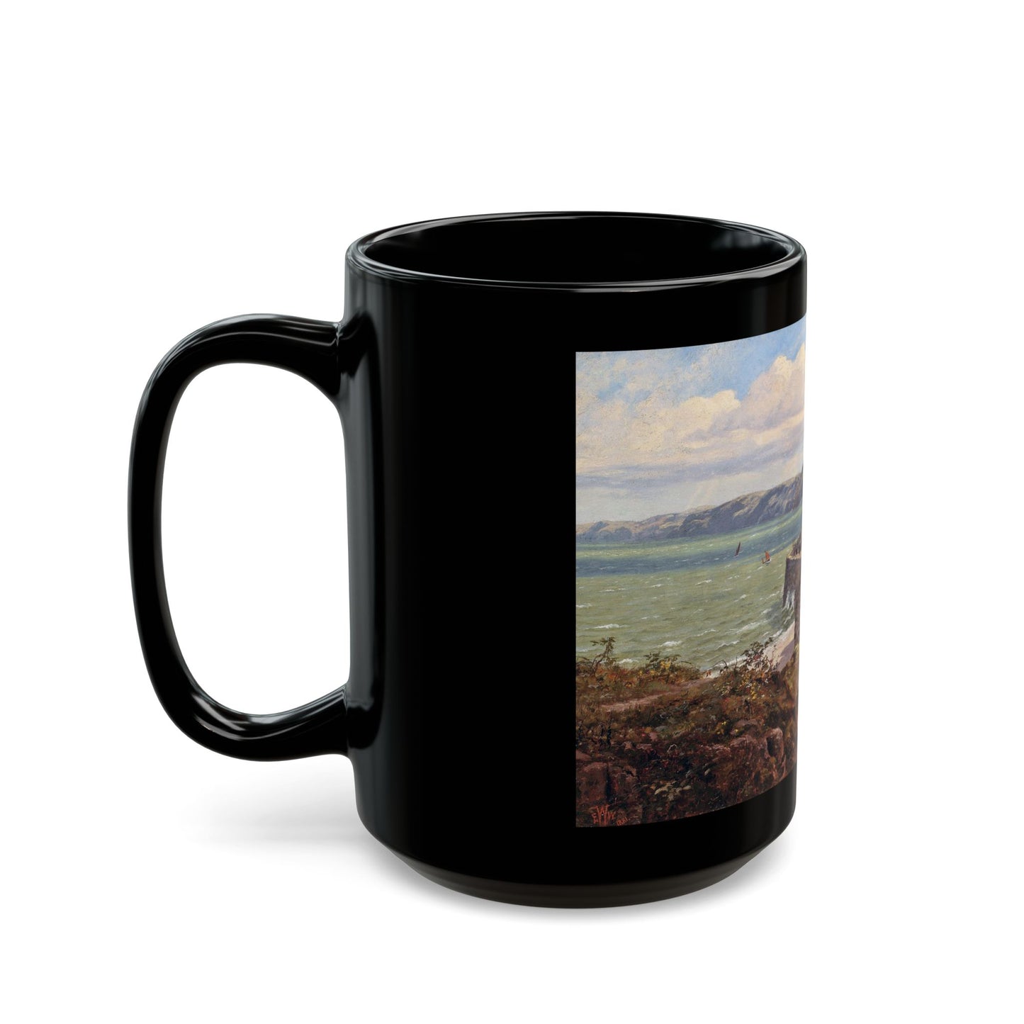 Edward Wilkins Waite (1854-1924) Clovelly - 1881 - Black Coffee Mug-Go Mug Yourself