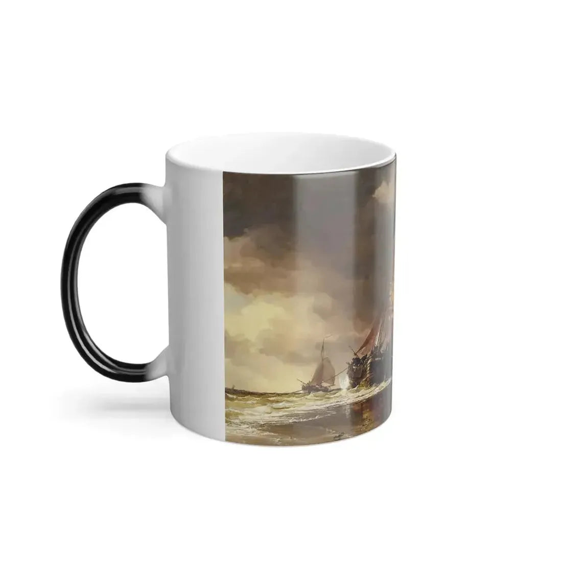 Edward William Cooke (1811-1880) Dutch Pincks off Hatwyk - Oil on canvas 1853 - Color Changing Mug 11oz - Go Mug Yourself