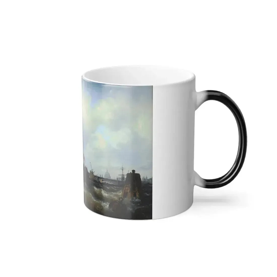Edwin Hayes (1820-1904) A Paddle Steamer Clearing Her Mooring on the Thames - Oil on Panel 1840 - Color Changing Mug 11oz - Go Mug Yourself