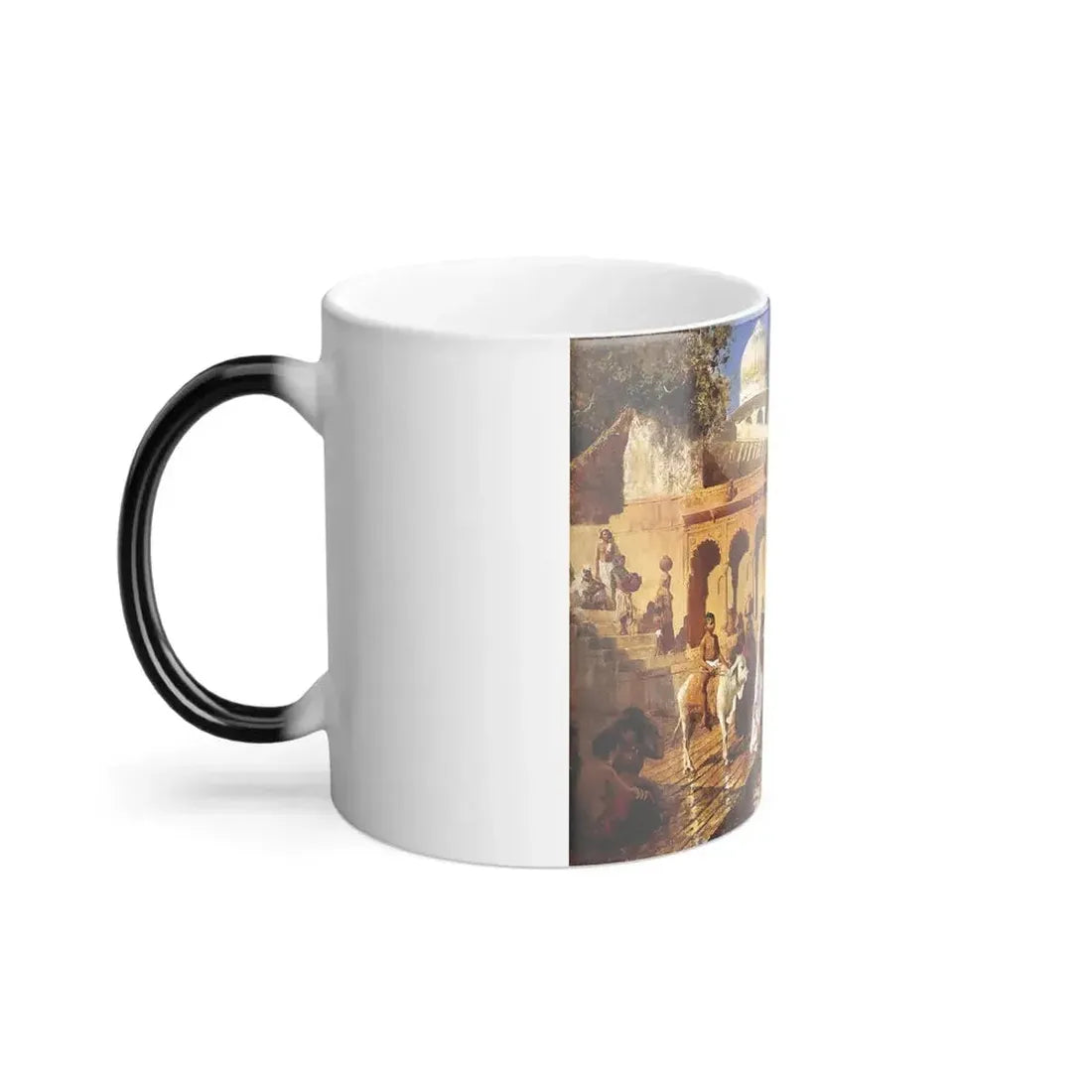 Edwin Lord Weeks (1849-1903) Along the Ghats, Mathura - Oil on canvas - Color Changing Mug 11oz - Go Mug Yourself