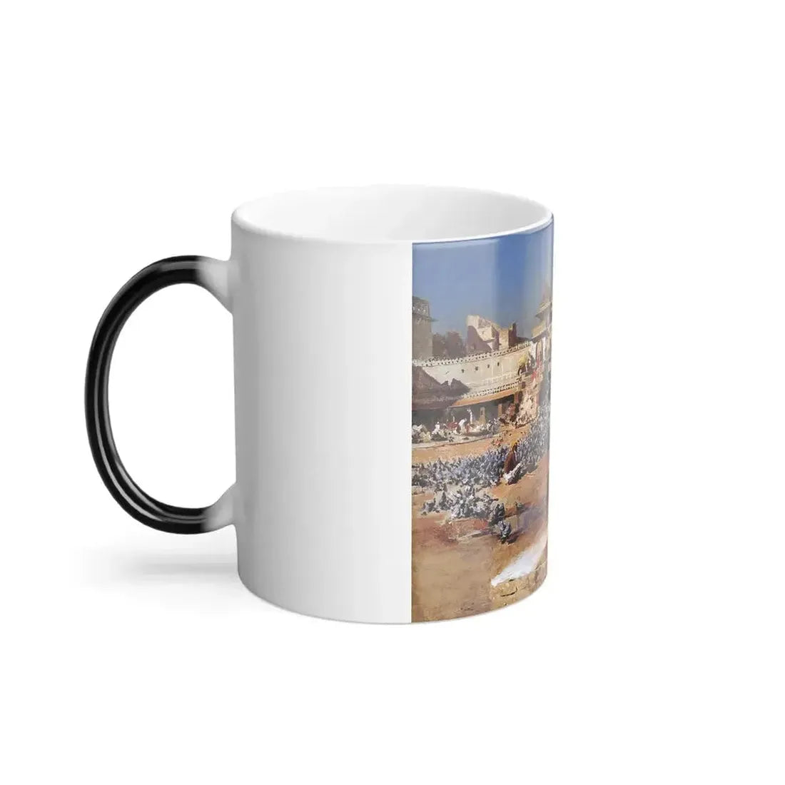 Edwin Lord Weeks (1849-1903) Feeding The Sacred Pigeons, Jaipur - Oil on canvas c1894 - Color Changing Mug 11oz - Go Mug Yourself