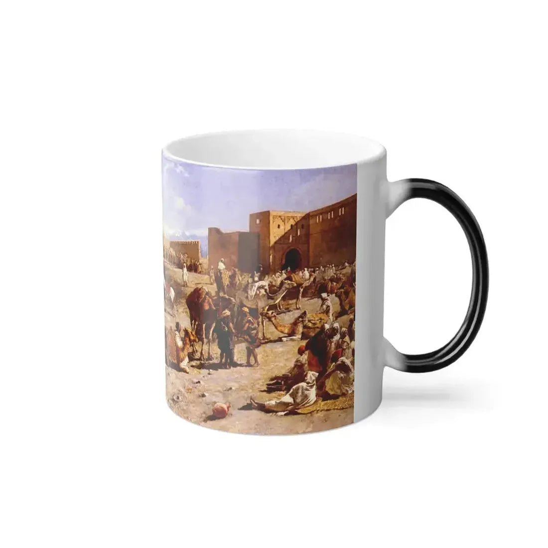 Edwin Lord Weeks (1849-1903) The Arrival Of A Caravan Outside Marakesh, The Mountains Of Atlas In The Di-0 - Color Changing Mug 11oz - Go Mug Yourself
