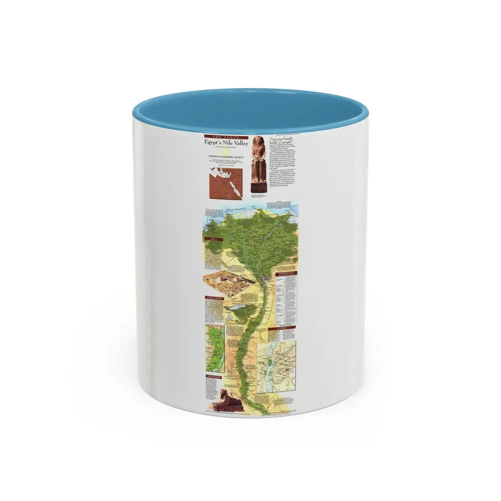 Egypt's Nile Valley- The North (1995) (Map) Accent Coffee Mug 11oz Light Blue - Go Mug Yourself