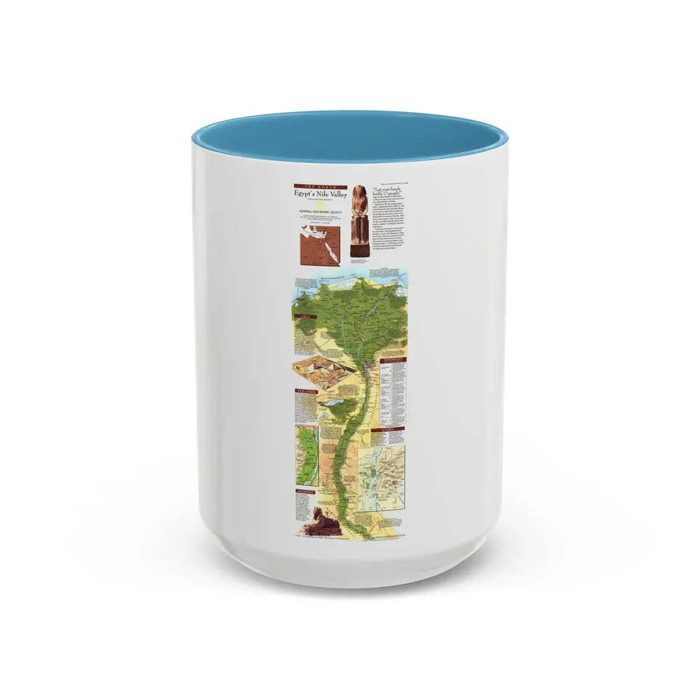Egypt's Nile Valley- The North (1995) (Map) Accent Coffee Mug 15oz Light Blue - Go Mug Yourself