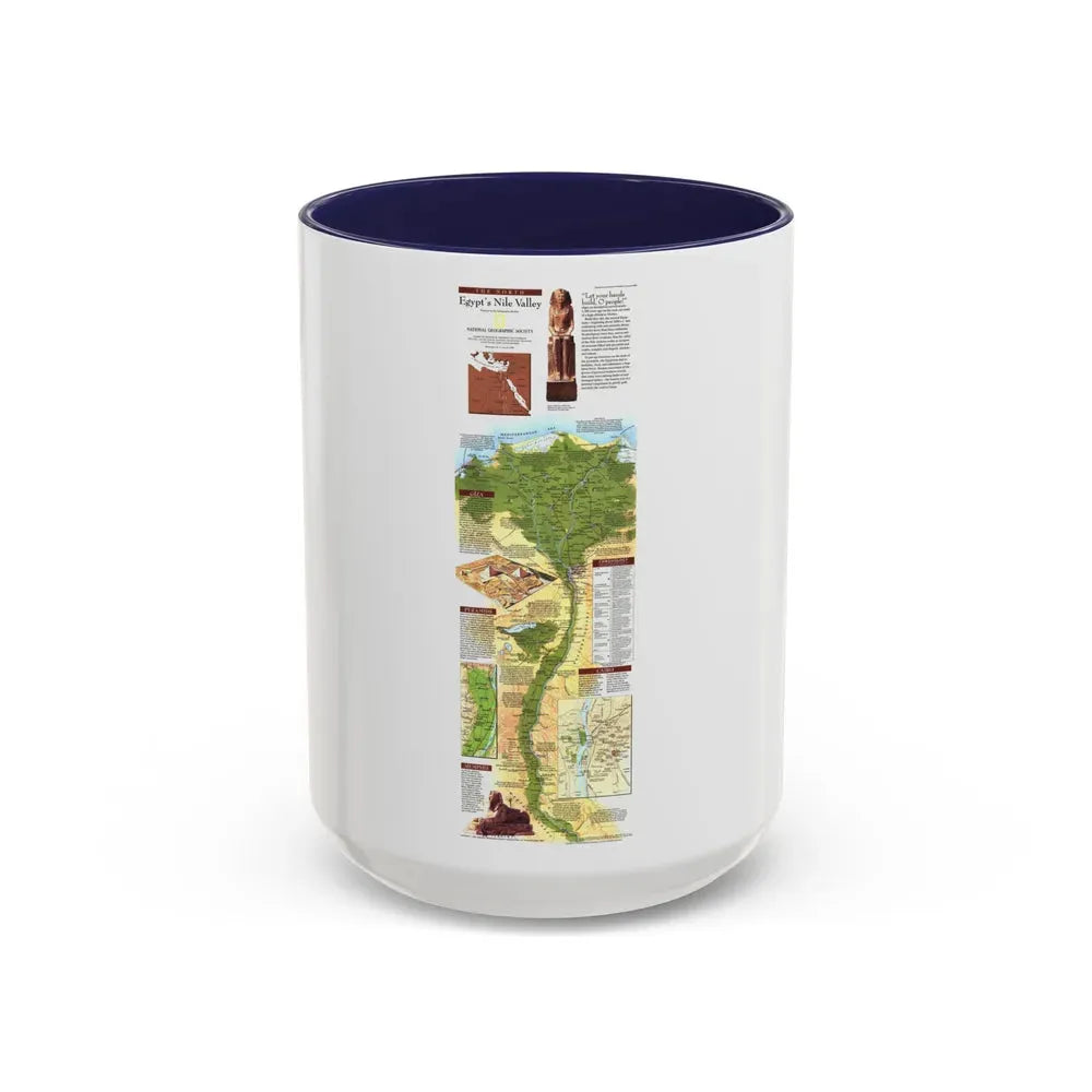 Egypt's Nile Valley- The North (1995) (Map) Accent Coffee Mug 15oz Navy - Go Mug Yourself