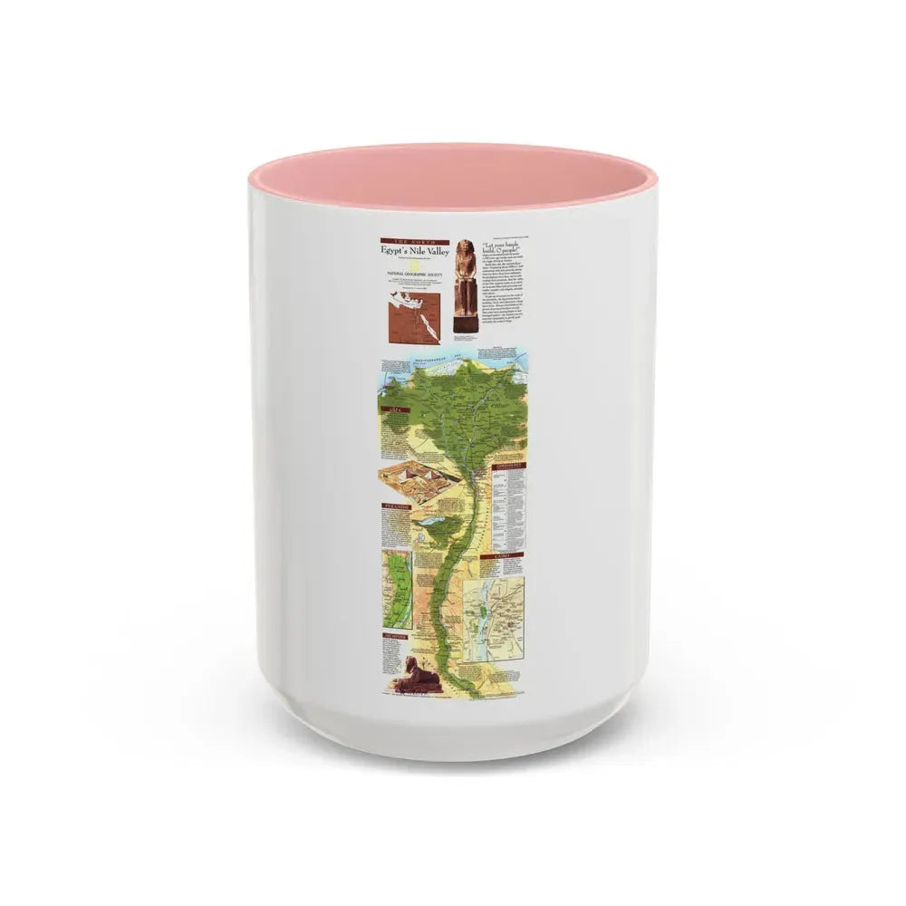 Egypt's Nile Valley- The North (1995) (Map) Accent Coffee Mug 15oz Pink - Go Mug Yourself