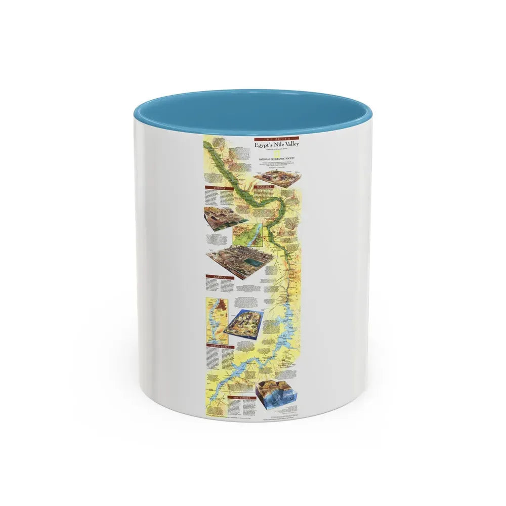 Egypt's Nile Valley- The South (1995) (Map) Accent Coffee Mug 11oz Light Blue - Go Mug Yourself