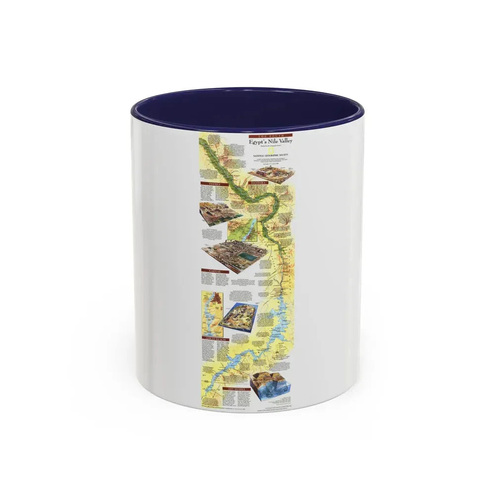 Egypt's Nile Valley- The South (1995) (Map) Accent Coffee Mug 11oz Navy - Go Mug Yourself
