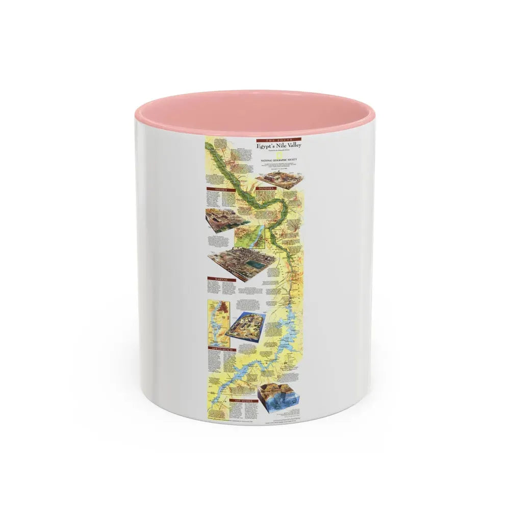 Egypt's Nile Valley- The South (1995) (Map) Accent Coffee Mug 11oz Pink - Go Mug Yourself