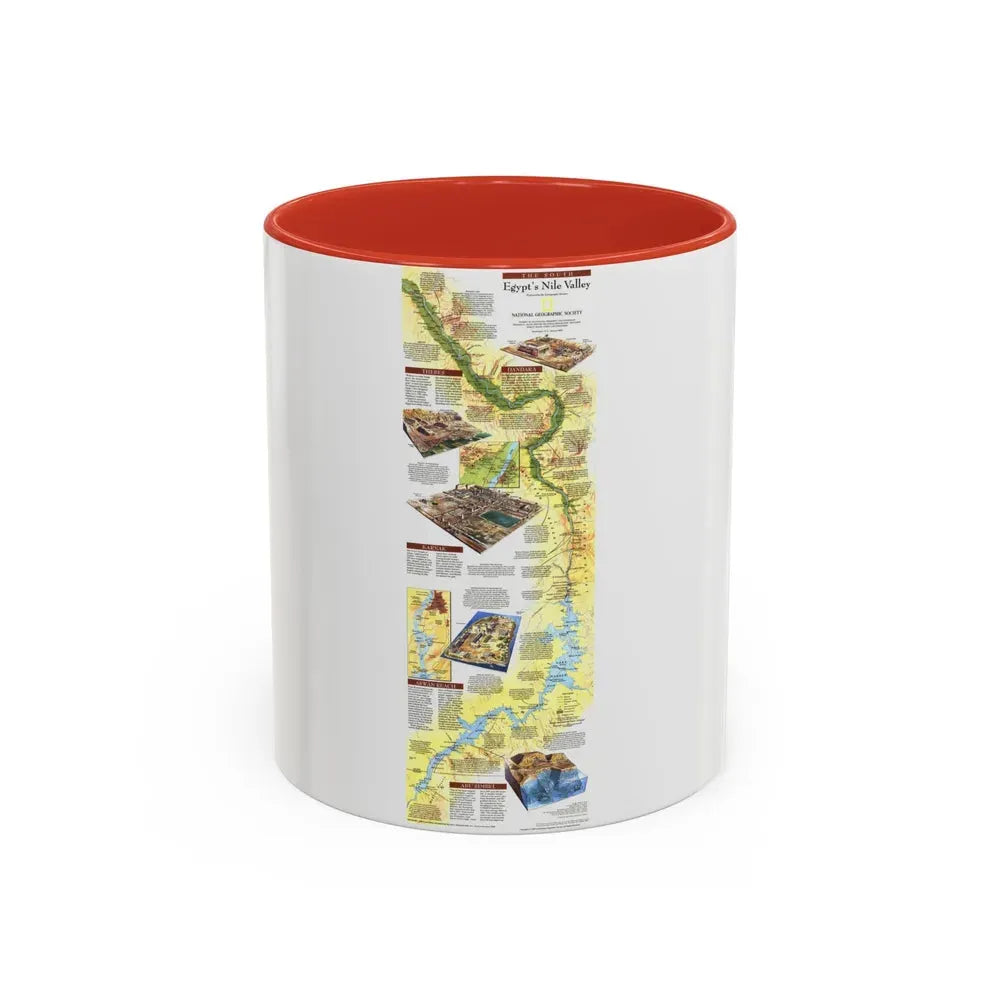 Egypt's Nile Valley- The South (1995) (Map) Accent Coffee Mug 11oz Red - Go Mug Yourself
