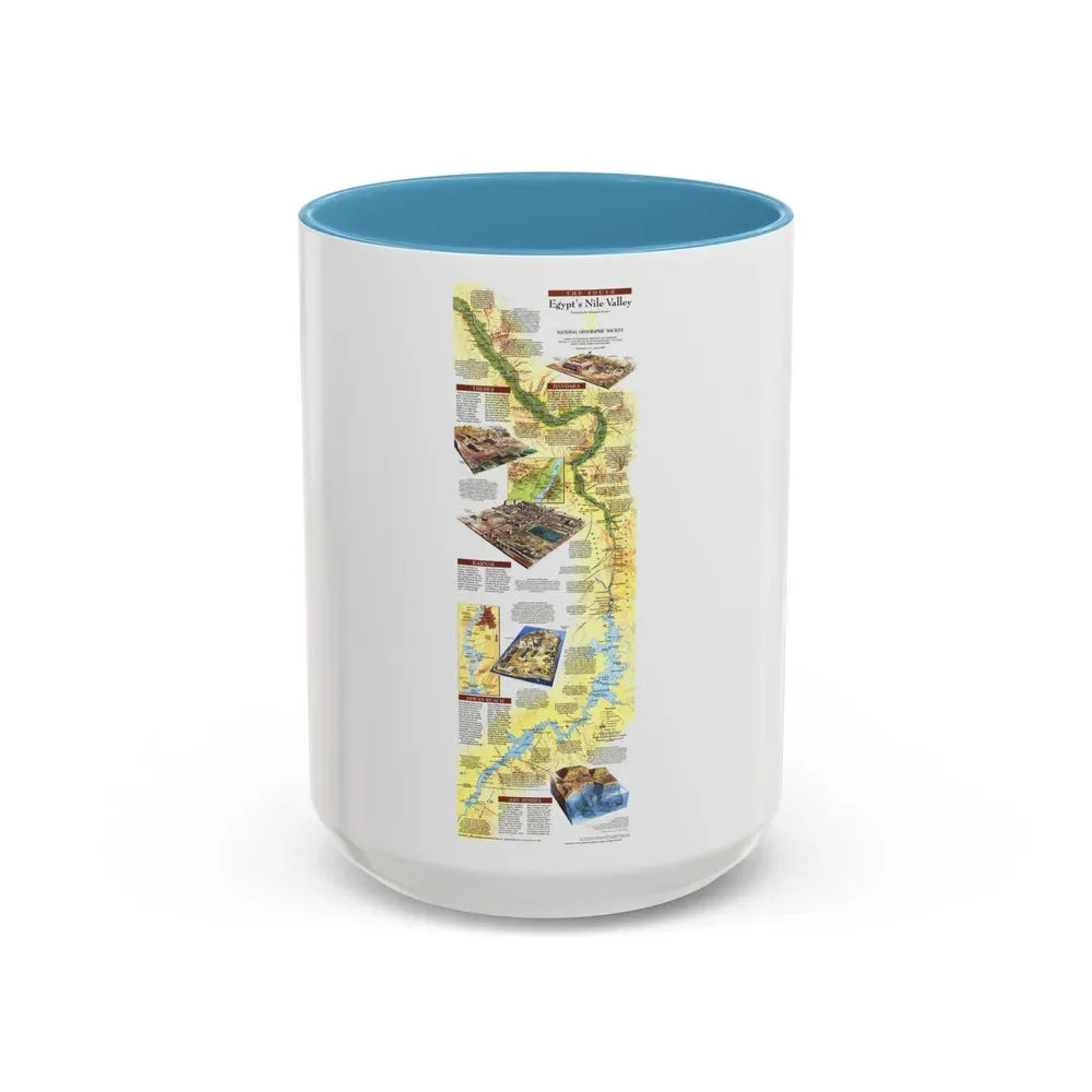 Egypt's Nile Valley- The South (1995) (Map) Accent Coffee Mug 15oz Light Blue - Go Mug Yourself