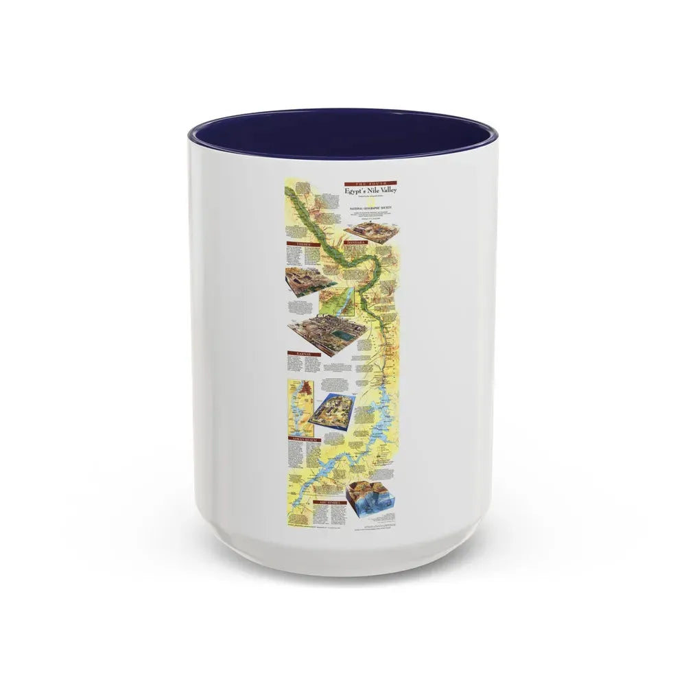 Egypt's Nile Valley- The South (1995) (Map) Accent Coffee Mug 15oz Navy - Go Mug Yourself