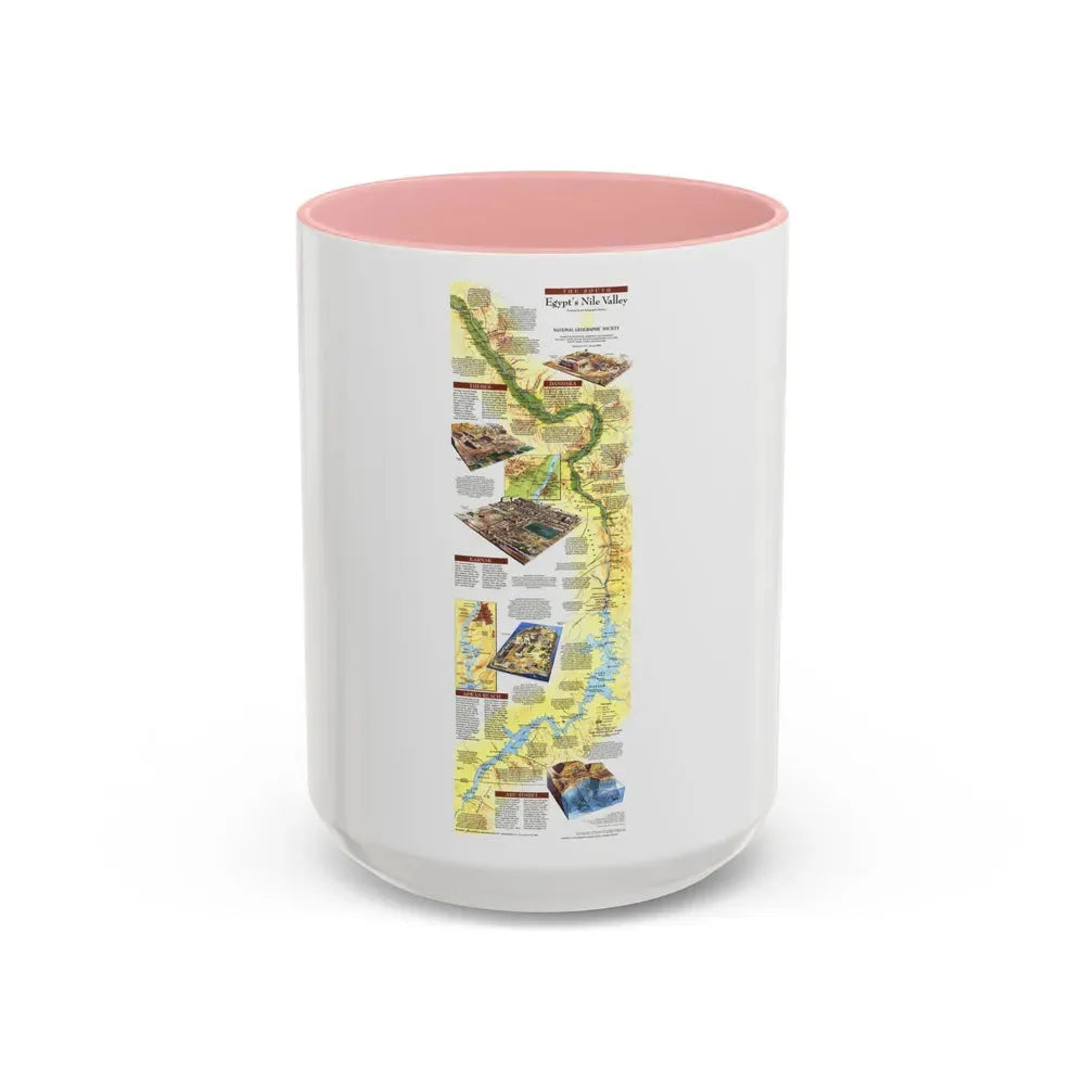 Egypt's Nile Valley- The South (1995) (Map) Accent Coffee Mug 15oz Pink - Go Mug Yourself