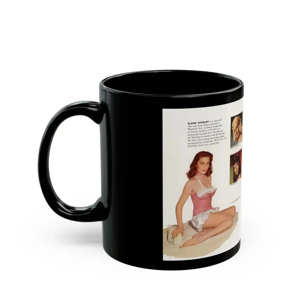 Elaine Stewart #138 - Modern Screen Pin-Ups Magazine Issue #1 (Vintage Female Icon) Black Coffee Mug - Go Mug Yourself
