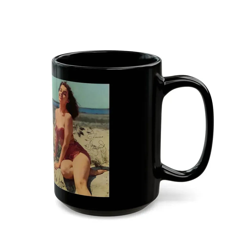 Elaine Stewart #138 - Modern Screen Pin-Ups Magazine Issue #1 (Vintage Female Icon) Black Coffee Mug - Go Mug Yourself