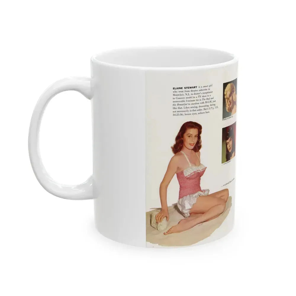 Elaine Stewart #138 - Modern Screen Pin-Ups Magazine Issue #1 (Vintage Female Icon) White Coffee Mug - Go Mug Yourself