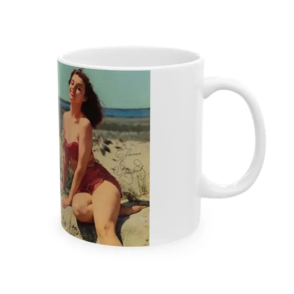 Elaine Stewart #138 - Modern Screen Pin-Ups Magazine Issue #1 (Vintage Female Icon) White Coffee Mug - Go Mug Yourself