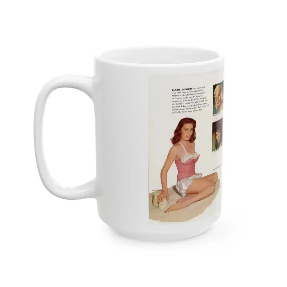 Elaine Stewart #138 - Modern Screen Pin-Ups Magazine Issue #1 (Vintage Female Icon) White Coffee Mug - Go Mug Yourself