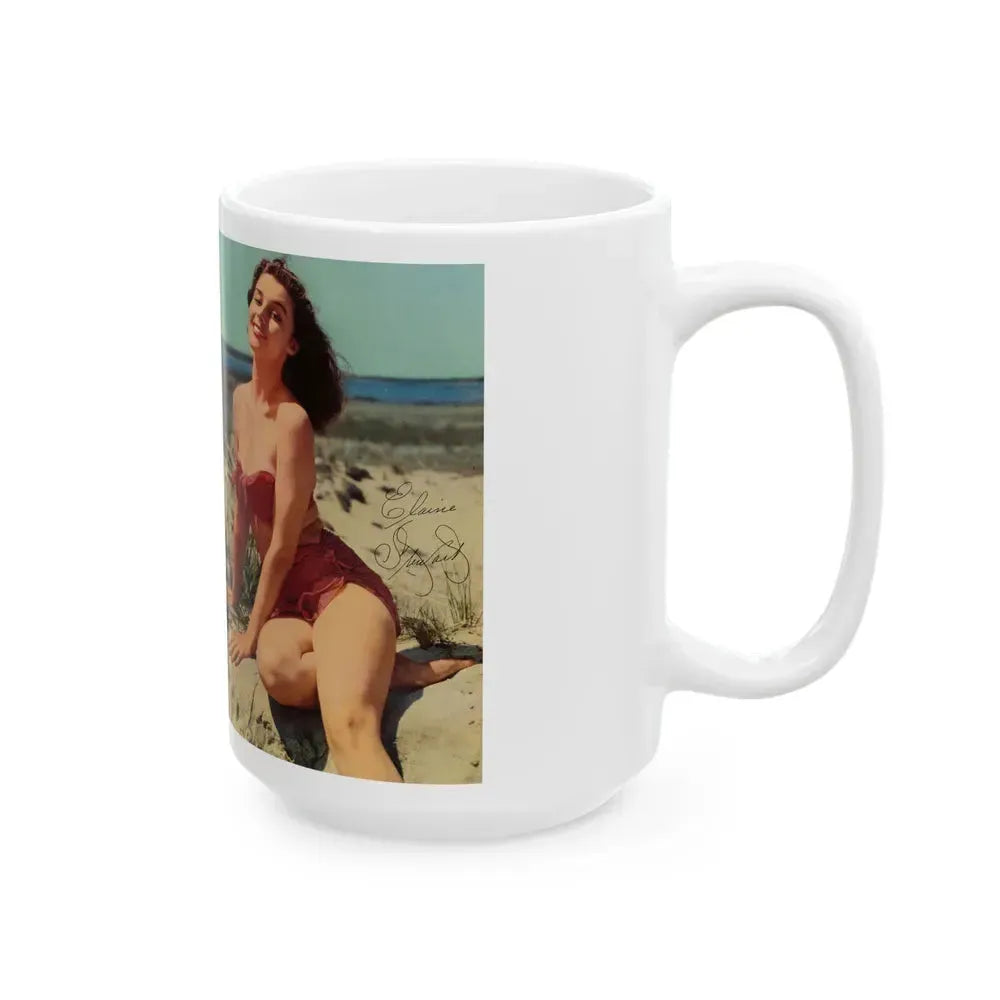 Elaine Stewart #138 - Modern Screen Pin-Ups Magazine Issue #1 (Vintage Female Icon) White Coffee Mug - Go Mug Yourself