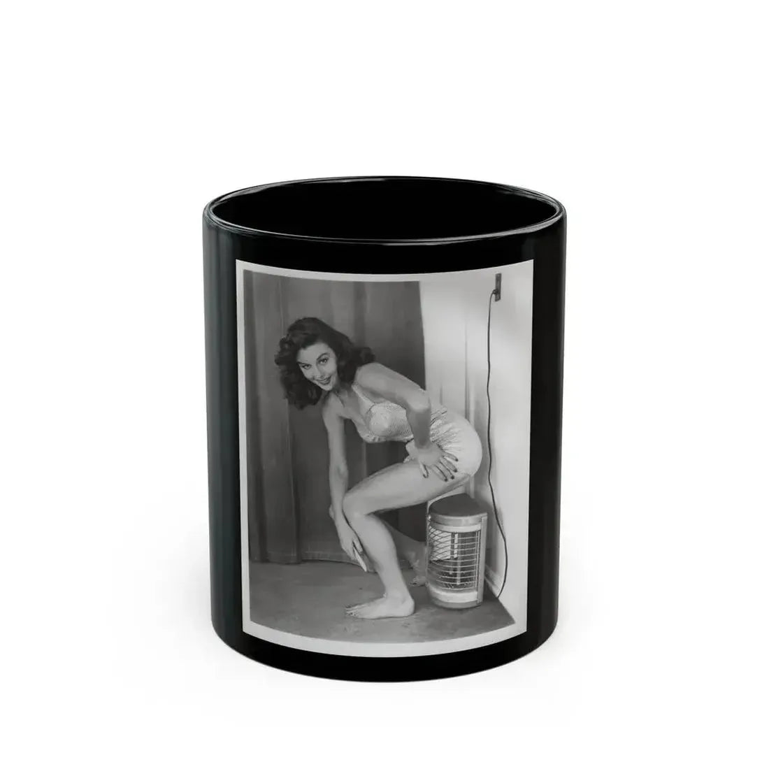 Elaine Stewart #165 - Negative Struck B&W 8x10 50's Era Full Body 1 Piece Swimsuit Cheesecake HQ Photo (Vintage Female Icon) Black Coffee Mug 11oz - Go Mug Yourself