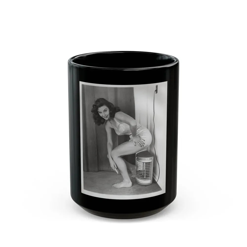 Elaine Stewart #165 - Negative Struck B&W 8x10 50's Era Full Body 1 Piece Swimsuit Cheesecake HQ Photo (Vintage Female Icon) Black Coffee Mug 15oz - Go Mug Yourself
