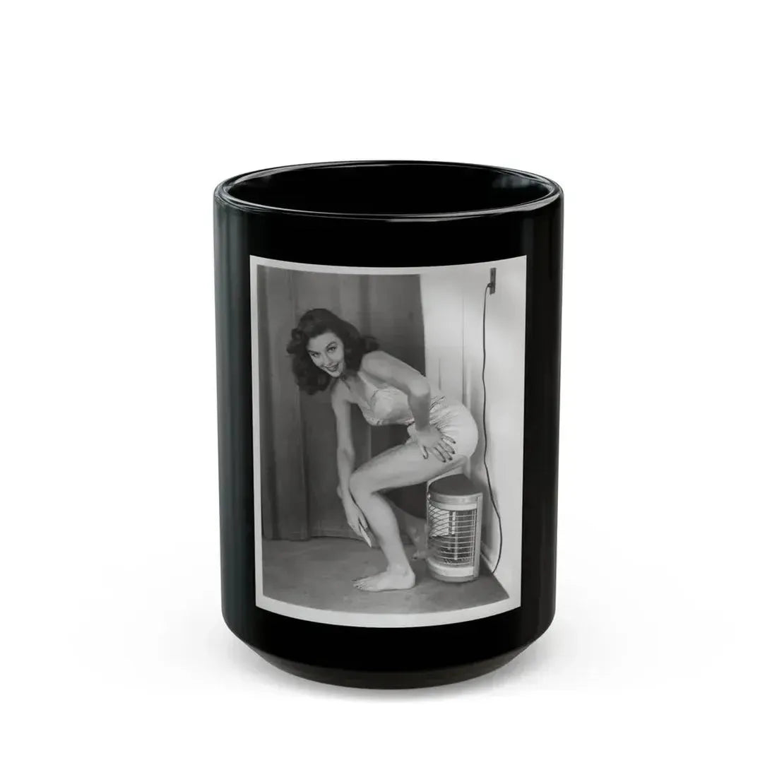 Elaine Stewart #165 - Negative Struck B&W 8x10 50's Era Full Body 1 Piece Swimsuit Cheesecake HQ Photo (Vintage Female Icon) Black Coffee Mug 15oz - Go Mug Yourself