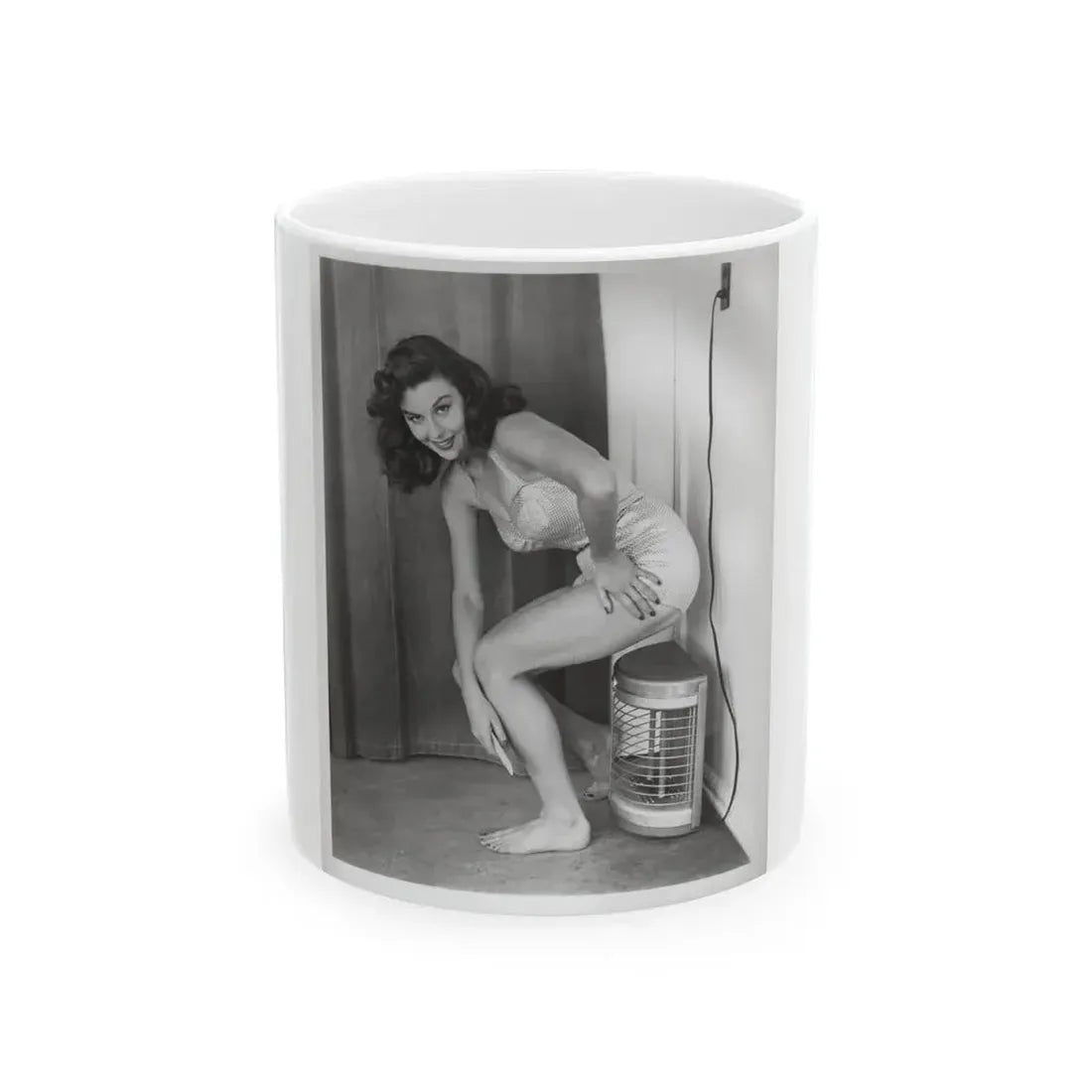Elaine Stewart #165 - Negative Struck B&W 8x10 50's Era Full Body 1 Piece Swimsuit Cheesecake HQ Photo (Vintage Female Icon) White Coffee Mug 11oz - Go Mug Yourself