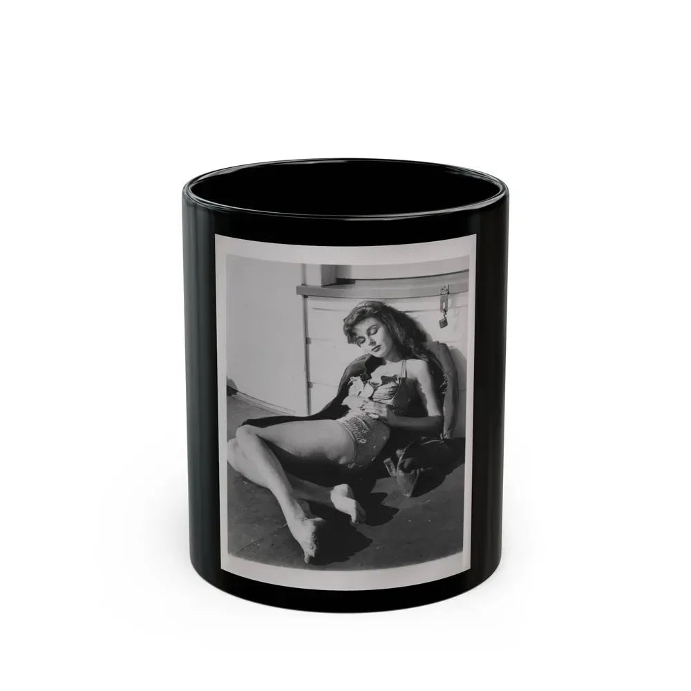 Elaine Stewart #166 - Negative Struck B&W 8x10 50's Era Full Body 1 Piece Swimsuit Cheesecake HQ Photo (Vintage Female Icon) Black Coffee Mug 11oz - Go Mug Yourself