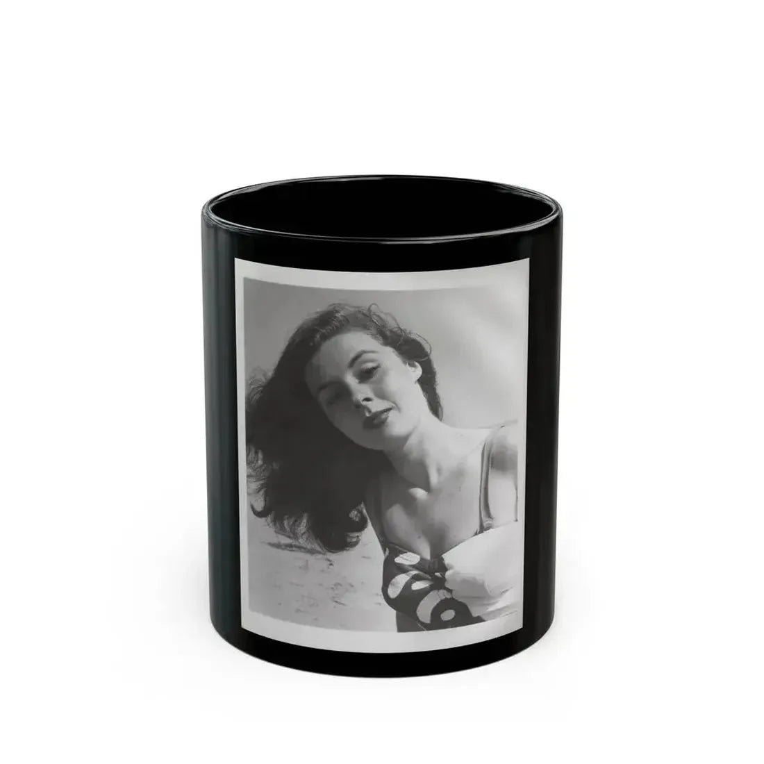 Elaine Stewart #167 - Negative Struck B&W 8x10 50's Head & Upper Body Body 1 Piece Swimsuit Cheesecake HQ Photo (Vintage Female Icon) Black Coffee Mug 11oz - Go Mug Yourself