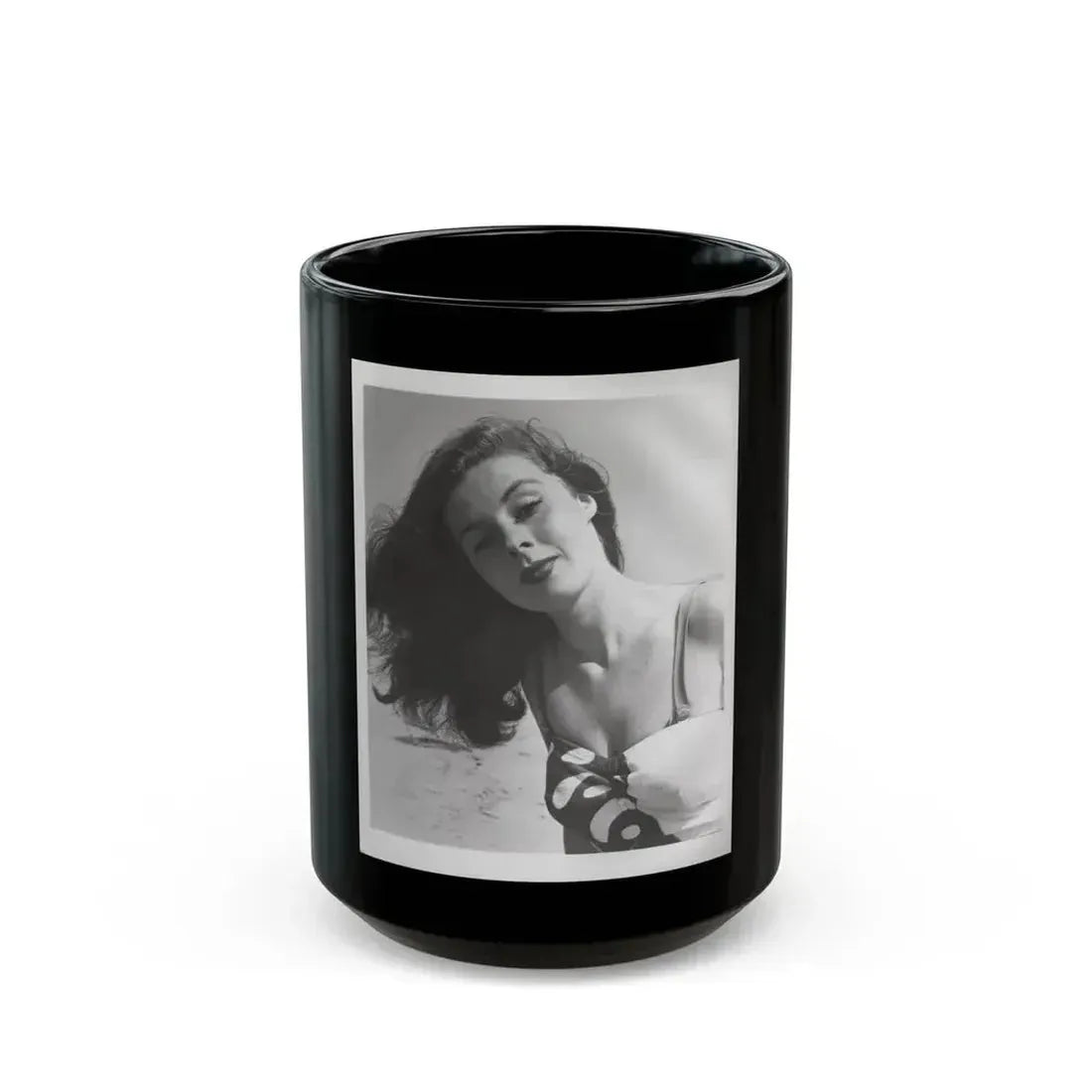 Elaine Stewart #167 - Negative Struck B&W 8x10 50's Head & Upper Body Body 1 Piece Swimsuit Cheesecake HQ Photo (Vintage Female Icon) Black Coffee Mug 15oz - Go Mug Yourself