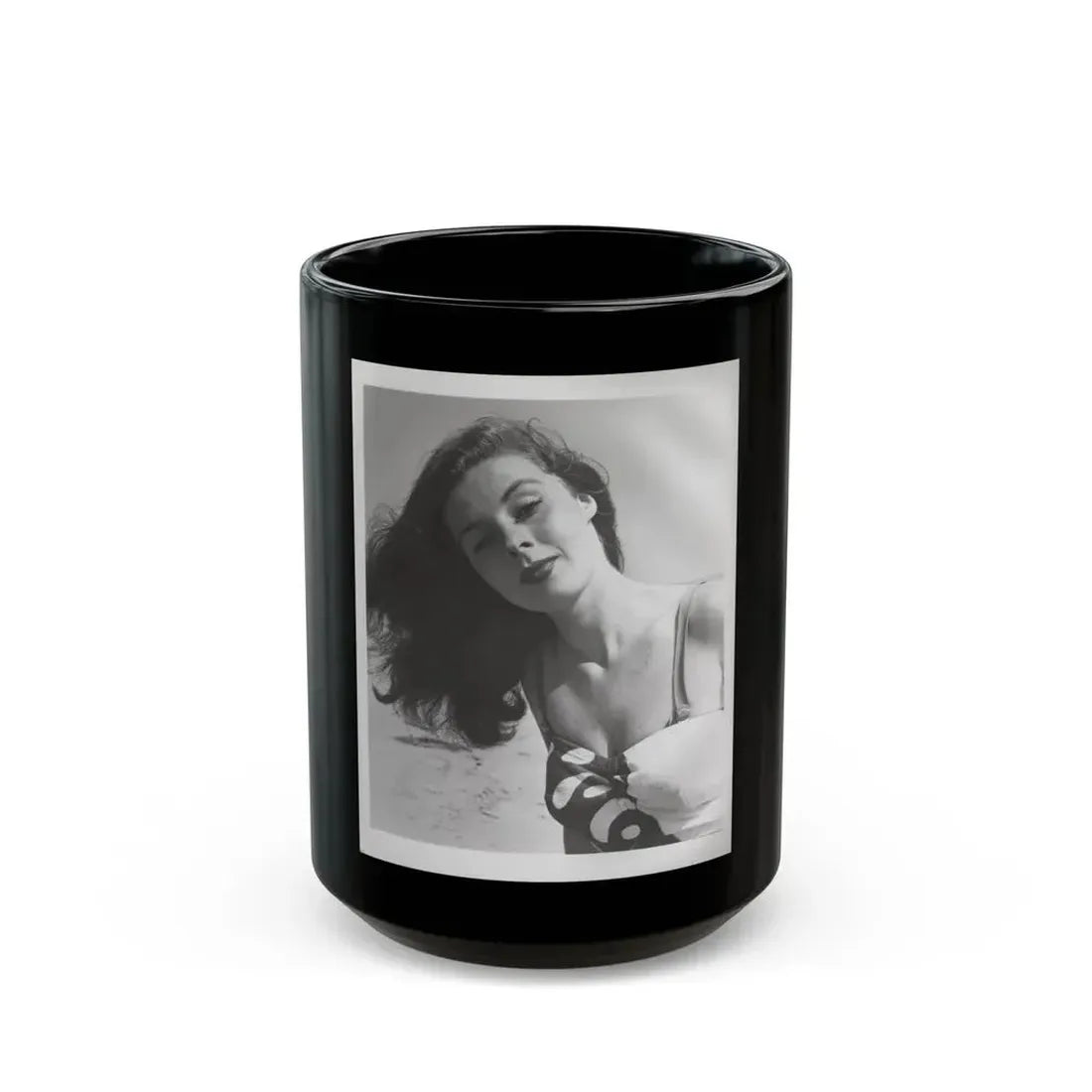 Elaine Stewart #167 - Negative Struck B&W 8x10 50's Head & Upper Body Body 1 Piece Swimsuit Cheesecake HQ Photo (Vintage Female Icon) Black Coffee Mug 15oz - Go Mug Yourself