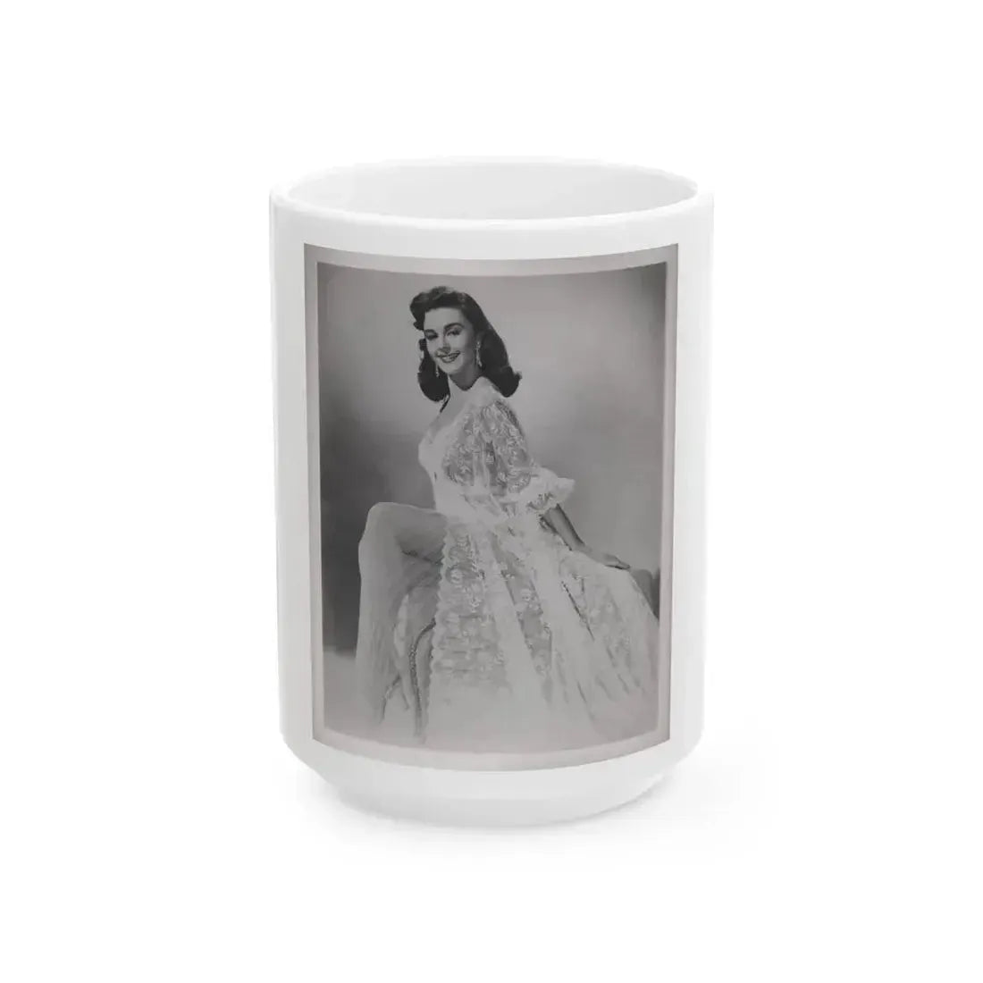 Elaine Stewart #168 - Negative Struck B&W 8x10 50's Era Full Body Glamour Dress HQ Photo (Vintage Female Icon) White Coffee Mug 15oz - Go Mug Yourself