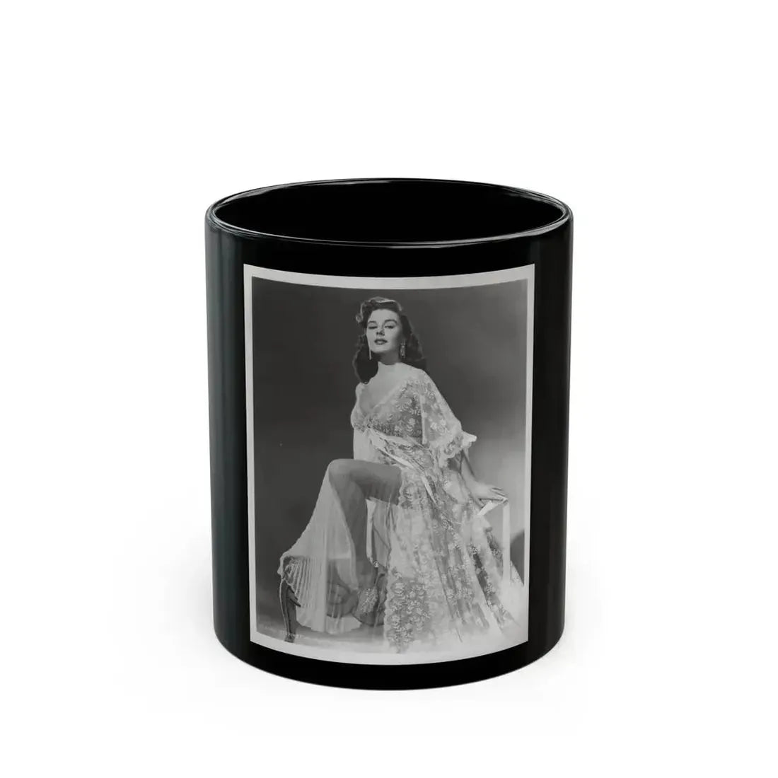 Elaine Stewart #169 - Negative Struck B&W 8x10 50's Era Full Body Glamour Dress HQ Photo (Vintage Female Icon) Black Coffee Mug 11oz - Go Mug Yourself
