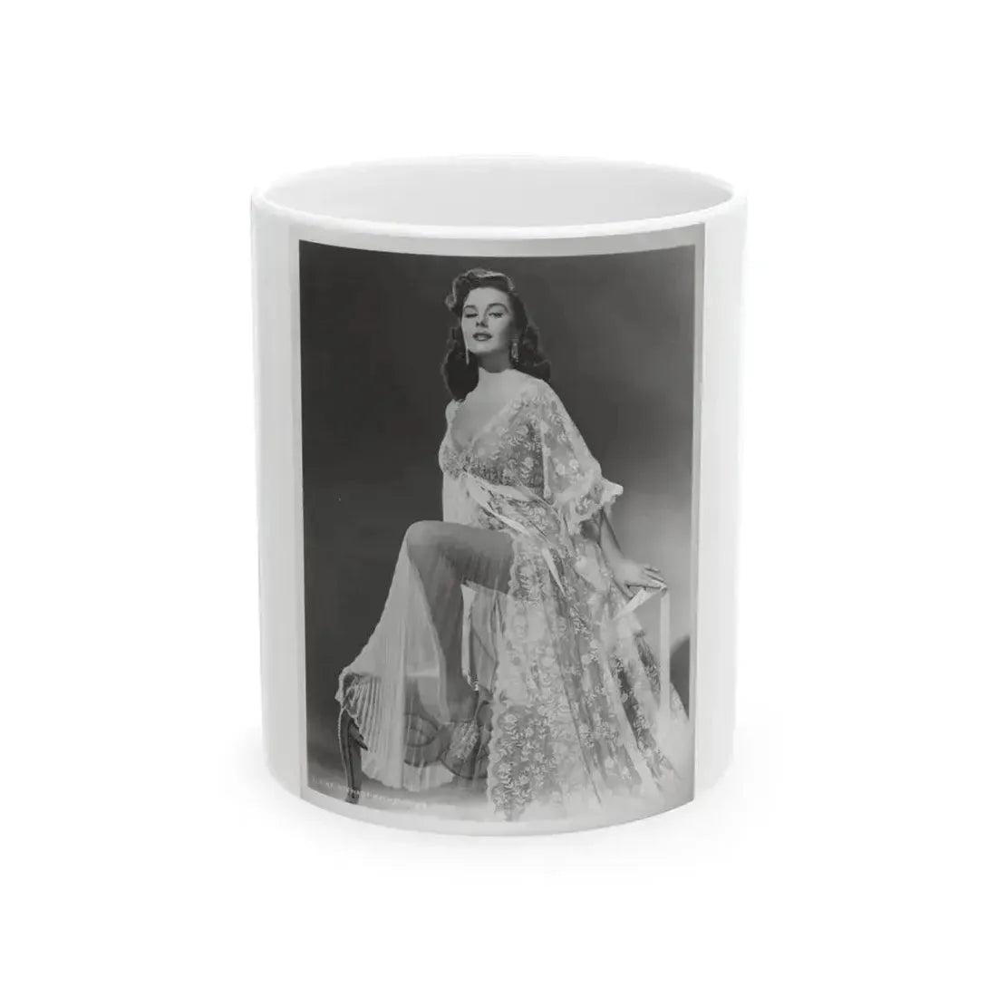 Elaine Stewart #169 - Negative Struck B&W 8x10 50's Era Full Body Glamour Dress HQ Photo (Vintage Female Icon) White Coffee Mug 11oz - Go Mug Yourself