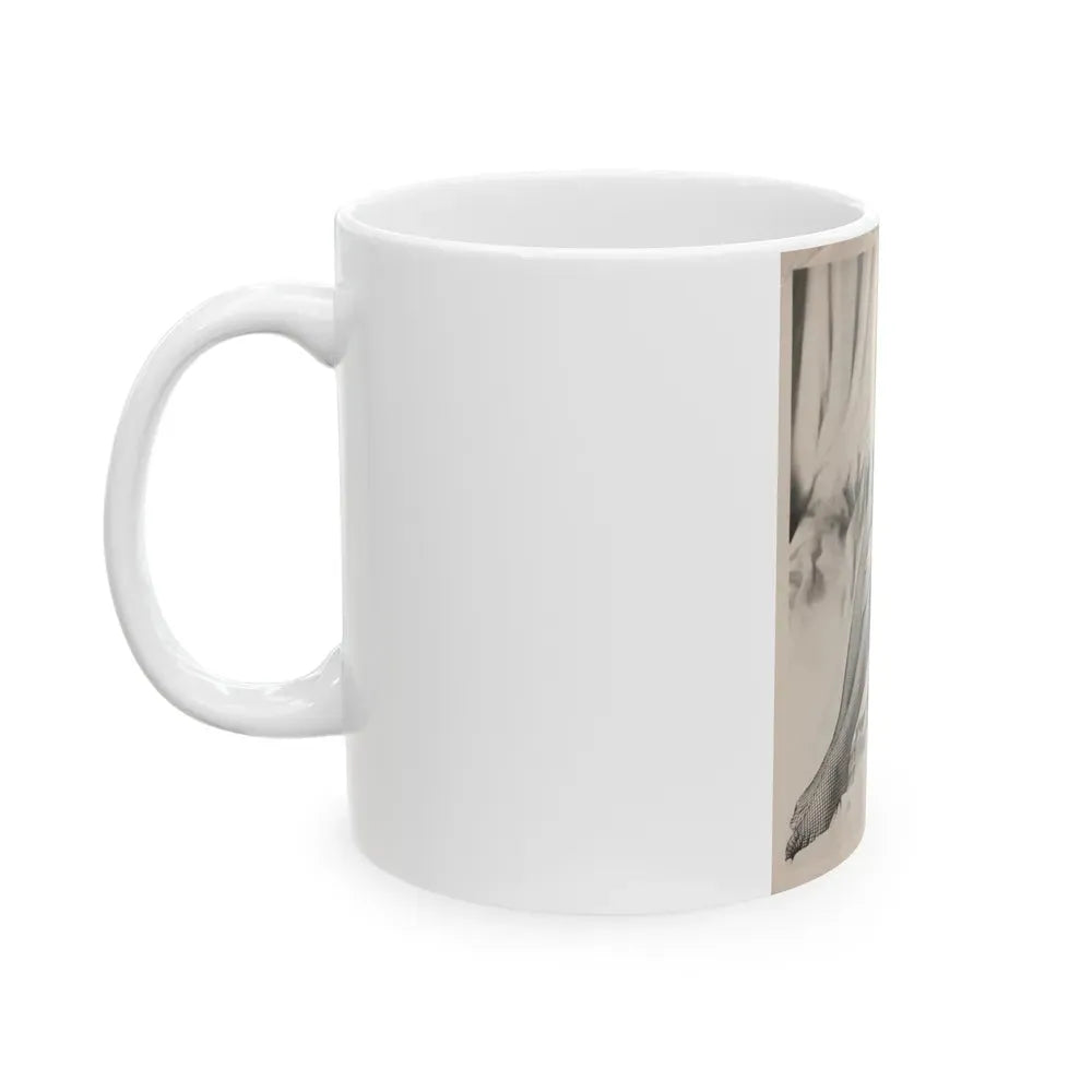 Elaine Stewart #170 - Vintage B&W 8x10 50's Era Full Body Glamour Fishnet Stockings Photo (Vintage Female Icon) White Coffee Mug - Go Mug Yourself