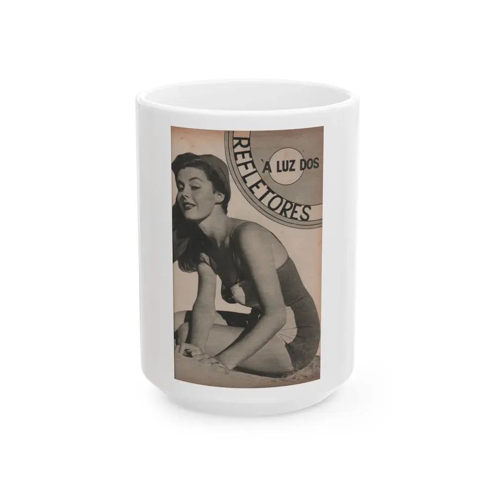 Elaine Stewart #171 - Pages 1 of 5 with, 1 Full Page B&W Photo from Aconteceu MARCO DE 1955 Brazilian Digest Mag. (Vintage Female Icon) White Coffee Mug 15oz - Go Mug Yourself