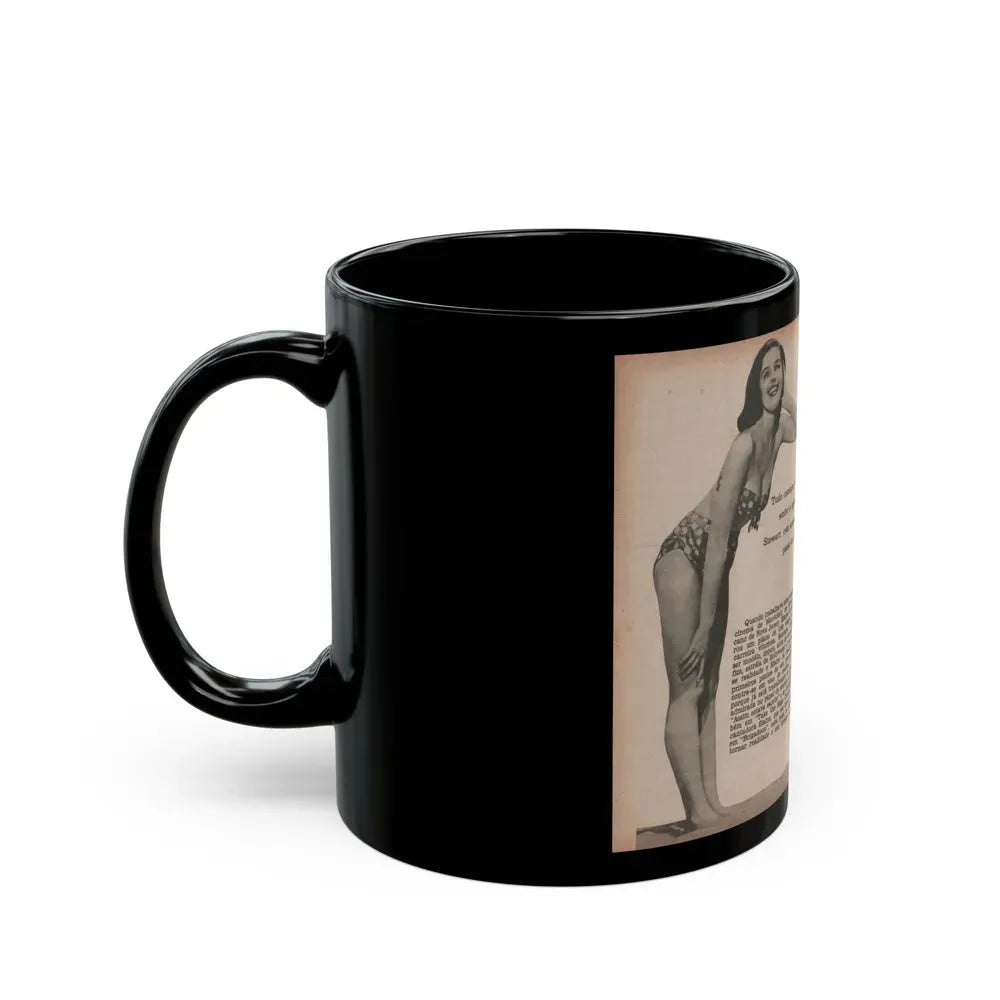 Elaine Stewart #172 - Pages 2 & 3 of 5 with, 3 Page B&W Photos & Captions from Aconteceu MARCO DE 1955 Brazilian Digest Mag. (Vintage Female Icon) Black Coffee Mug - Go Mug Yourself