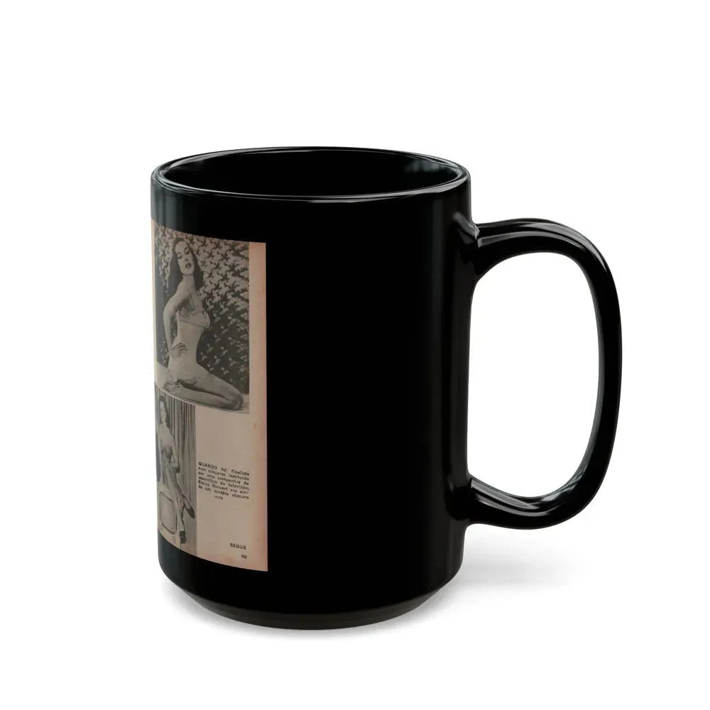 Elaine Stewart #172 - Pages 2 & 3 of 5 with, 3 Page B&W Photos & Captions from Aconteceu MARCO DE 1955 Brazilian Digest Mag. (Vintage Female Icon) Black Coffee Mug - Go Mug Yourself